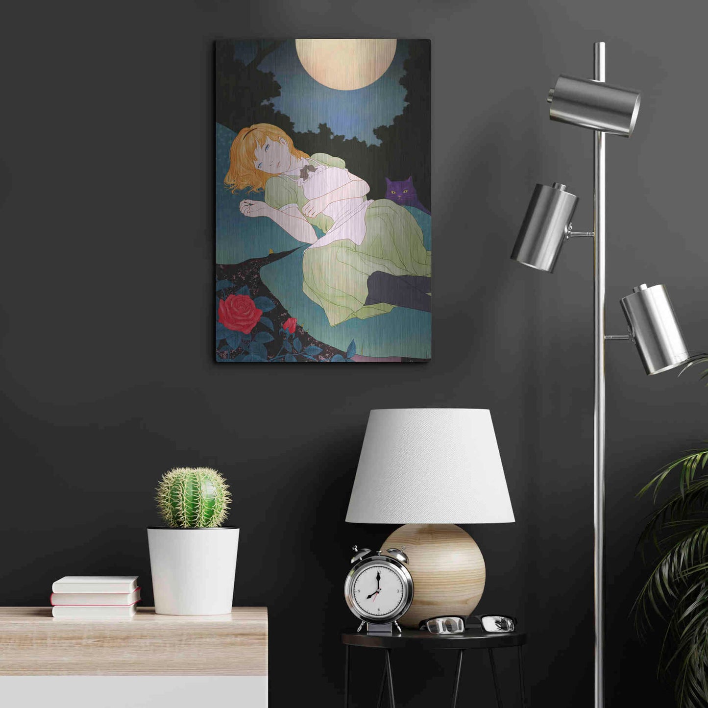 Luxe Metal Art 'Moonlight' by Sai Tamiya, Metal Wall Art,16x24