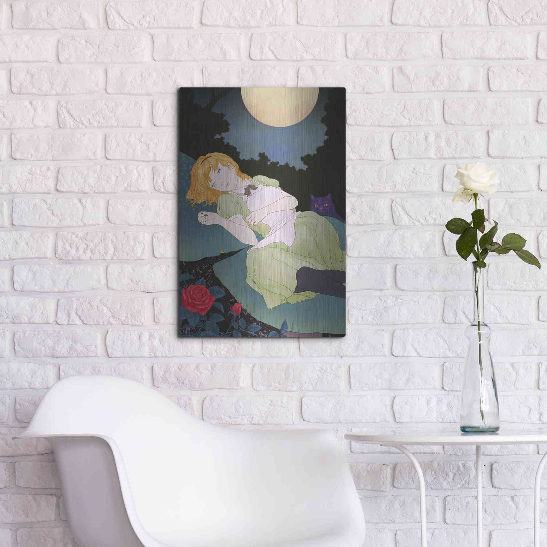 Luxe Metal Art 'Moonlight' by Sai Tamiya, Metal Wall Art,16x24