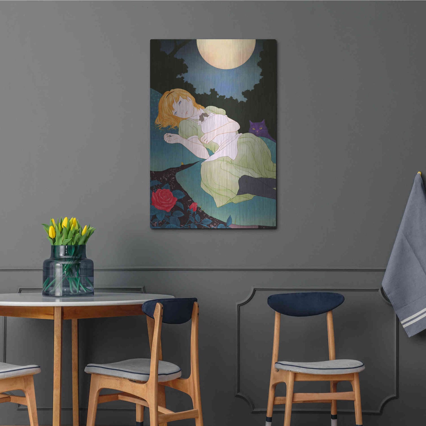 Luxe Metal Art 'Moonlight' by Sai Tamiya, Metal Wall Art,24x36