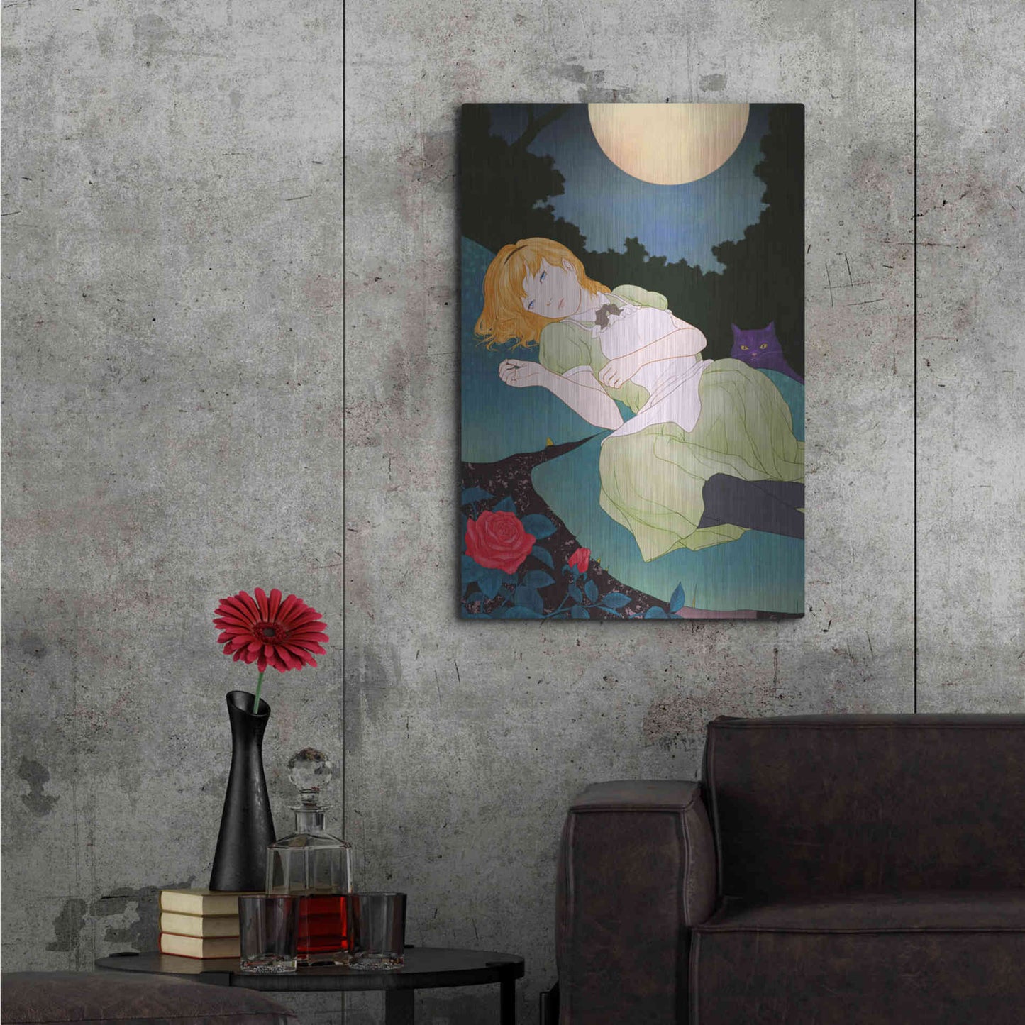 Luxe Metal Art 'Moonlight' by Sai Tamiya, Metal Wall Art,24x36