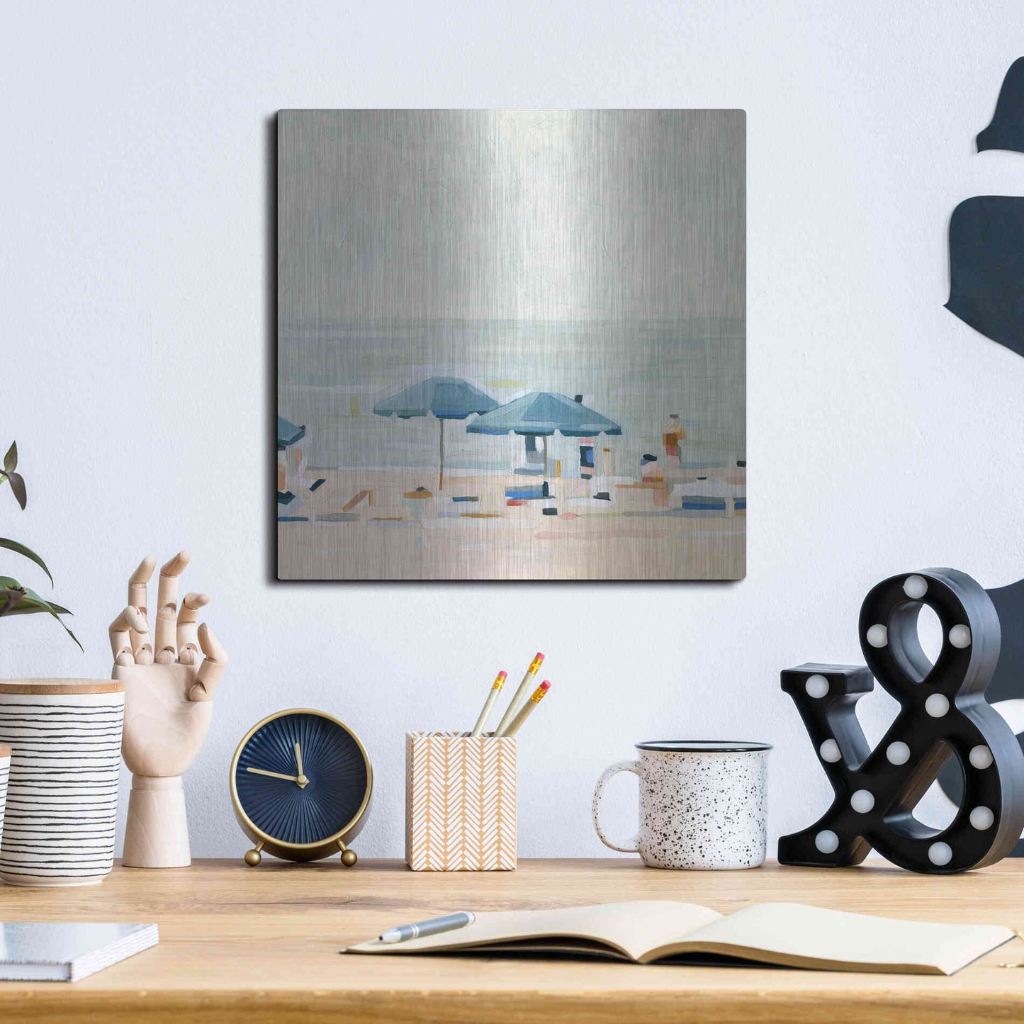 Luxe Metal Art 'If It's the Beaches I' by Emma Scarvey, Metal Wall Art,12x12