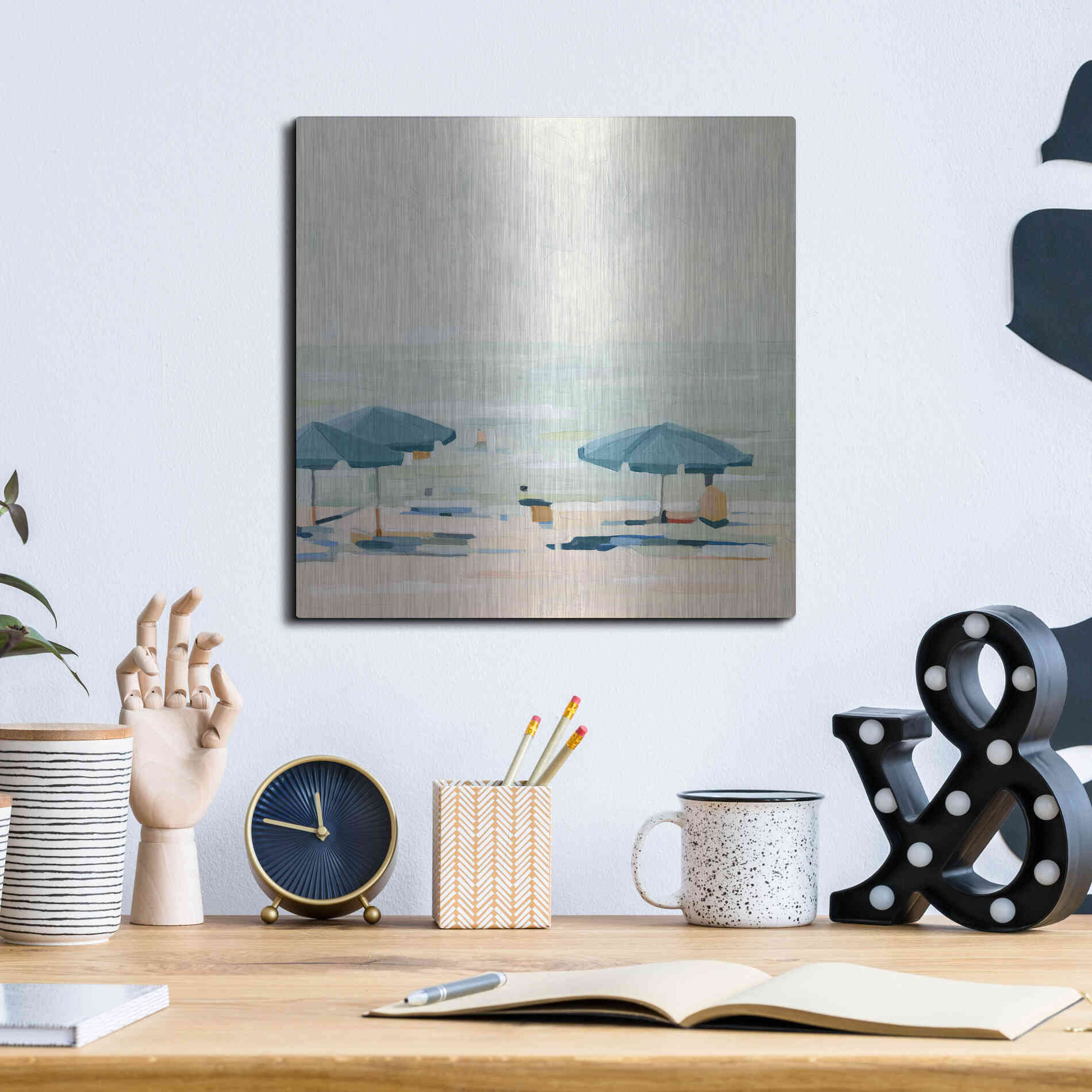 Luxe Metal Art 'If It's the Beaches II' by Emma Scarvey, Metal Wall Art,12x12