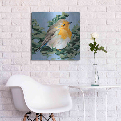 Luxe Metal Art 'Painterly Bird I' by Emma Scarvey, Metal Wall Art,24x24