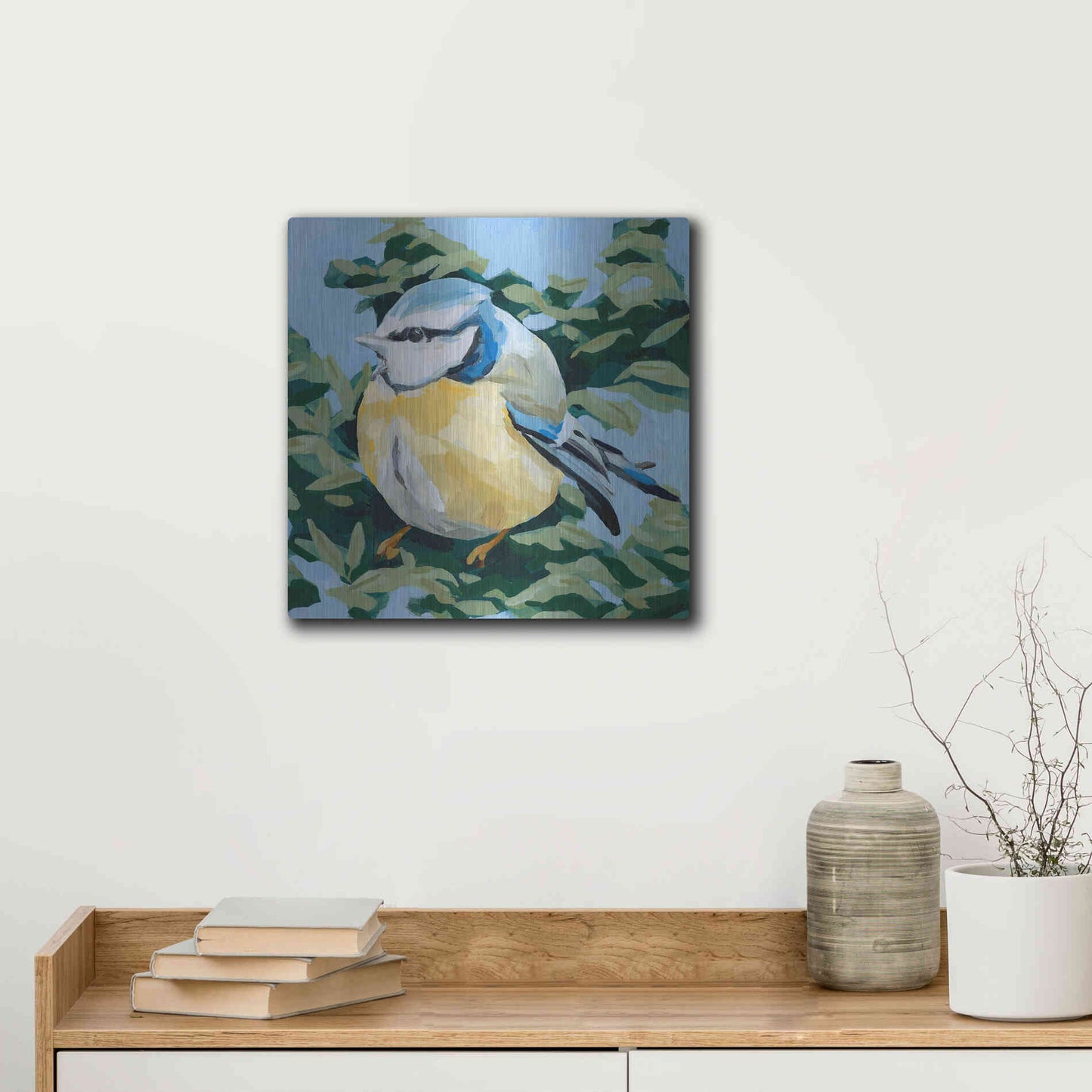 Luxe Metal Art 'Painterly Bird II' by Emma Scarvey, Metal Wall Art,12x12