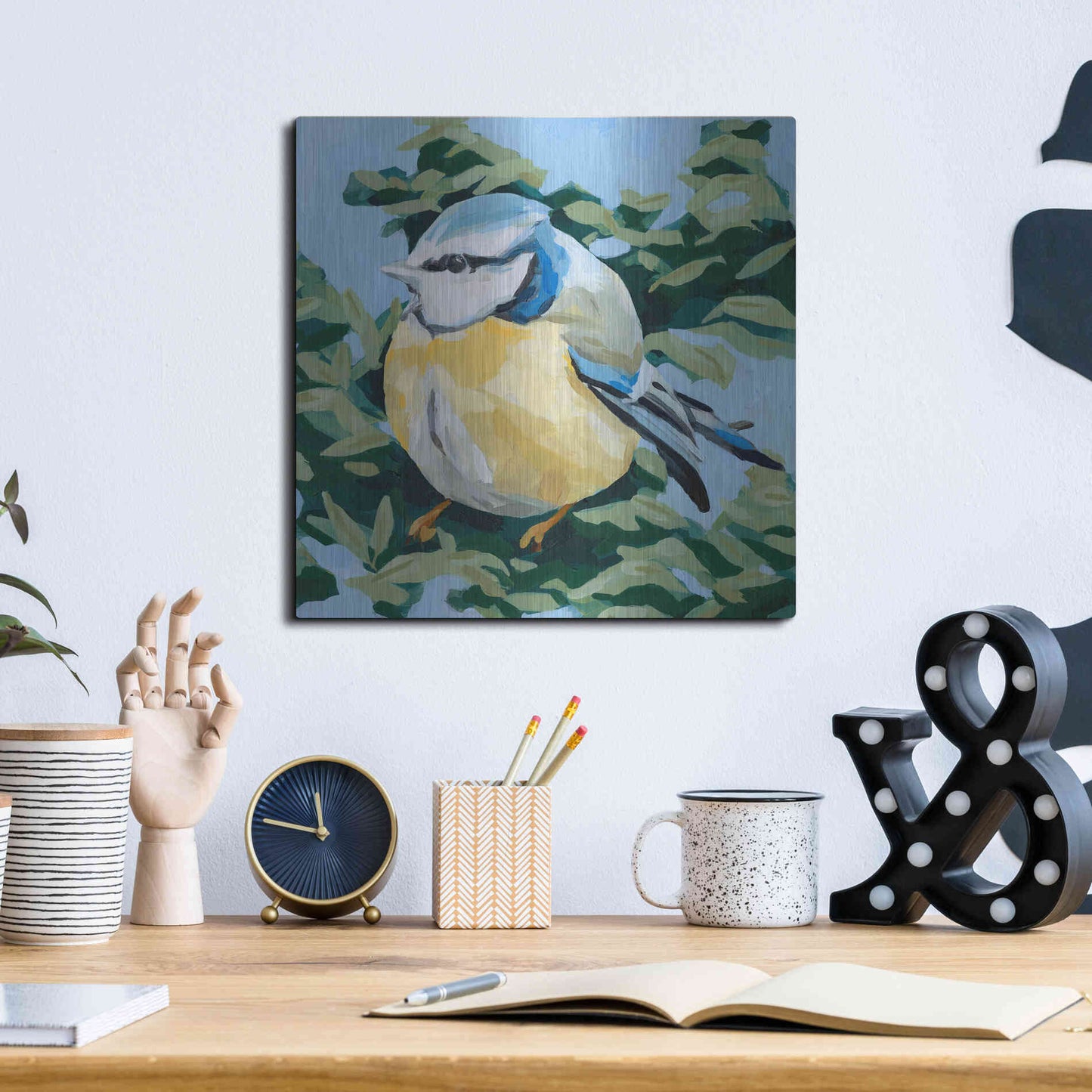 Luxe Metal Art 'Painterly Bird II' by Emma Scarvey, Metal Wall Art,12x12