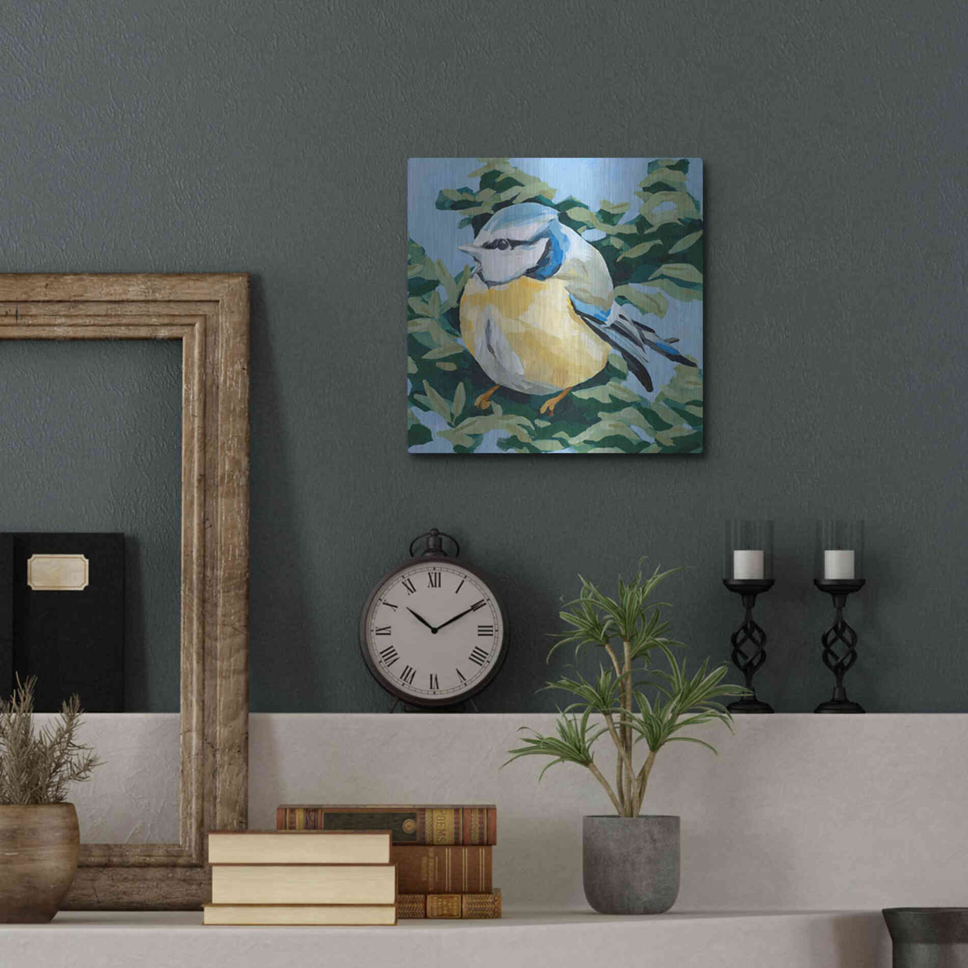 Luxe Metal Art 'Painterly Bird II' by Emma Scarvey, Metal Wall Art,12x12