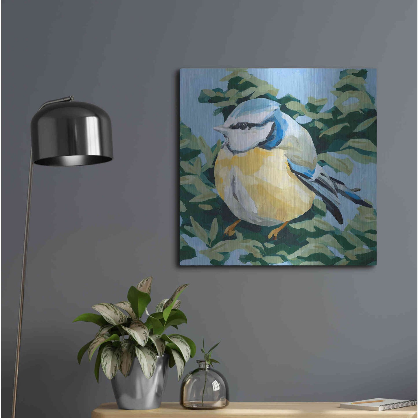 Luxe Metal Art 'Painterly Bird II' by Emma Scarvey, Metal Wall Art,24x24