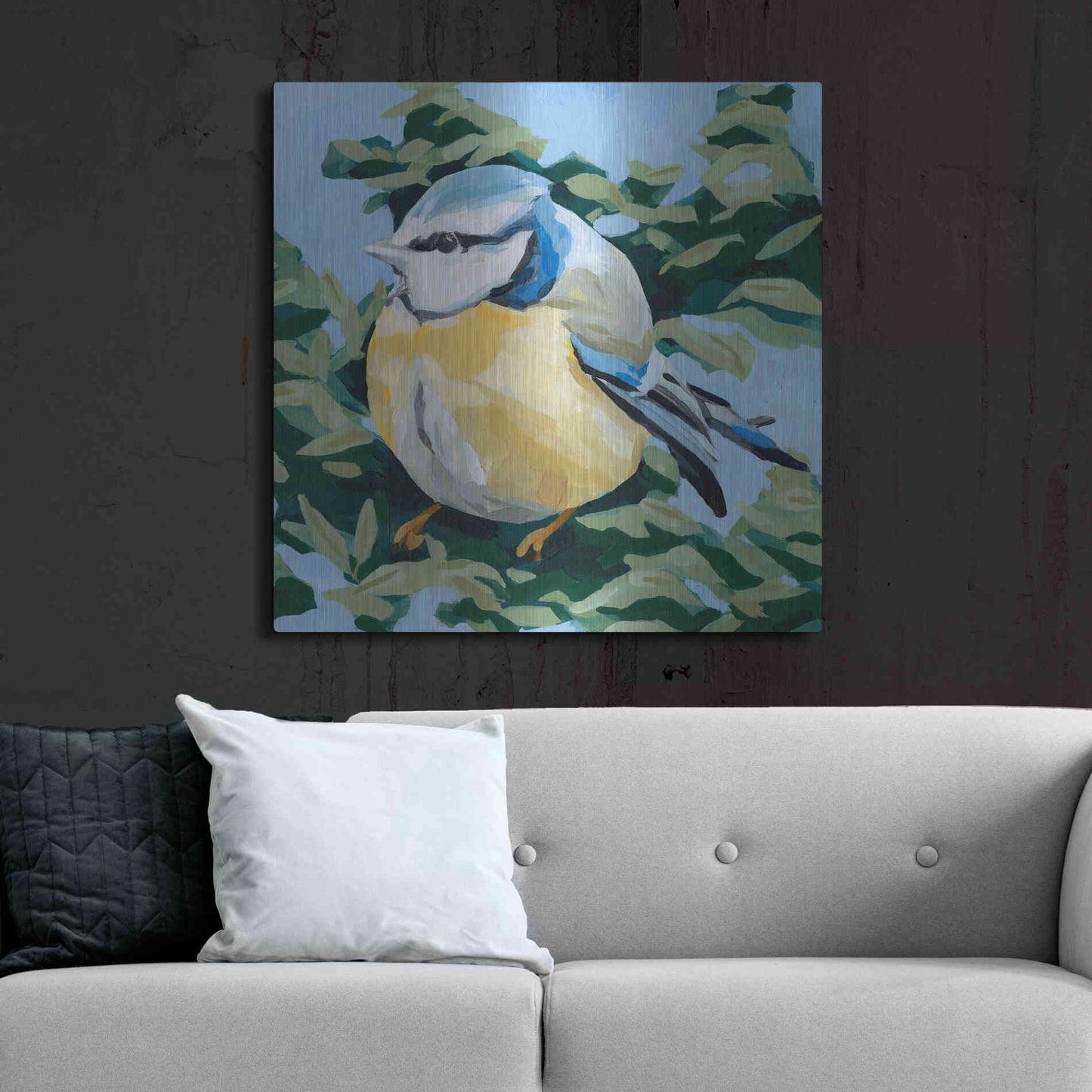 Luxe Metal Art 'Painterly Bird II' by Emma Scarvey, Metal Wall Art,36x36