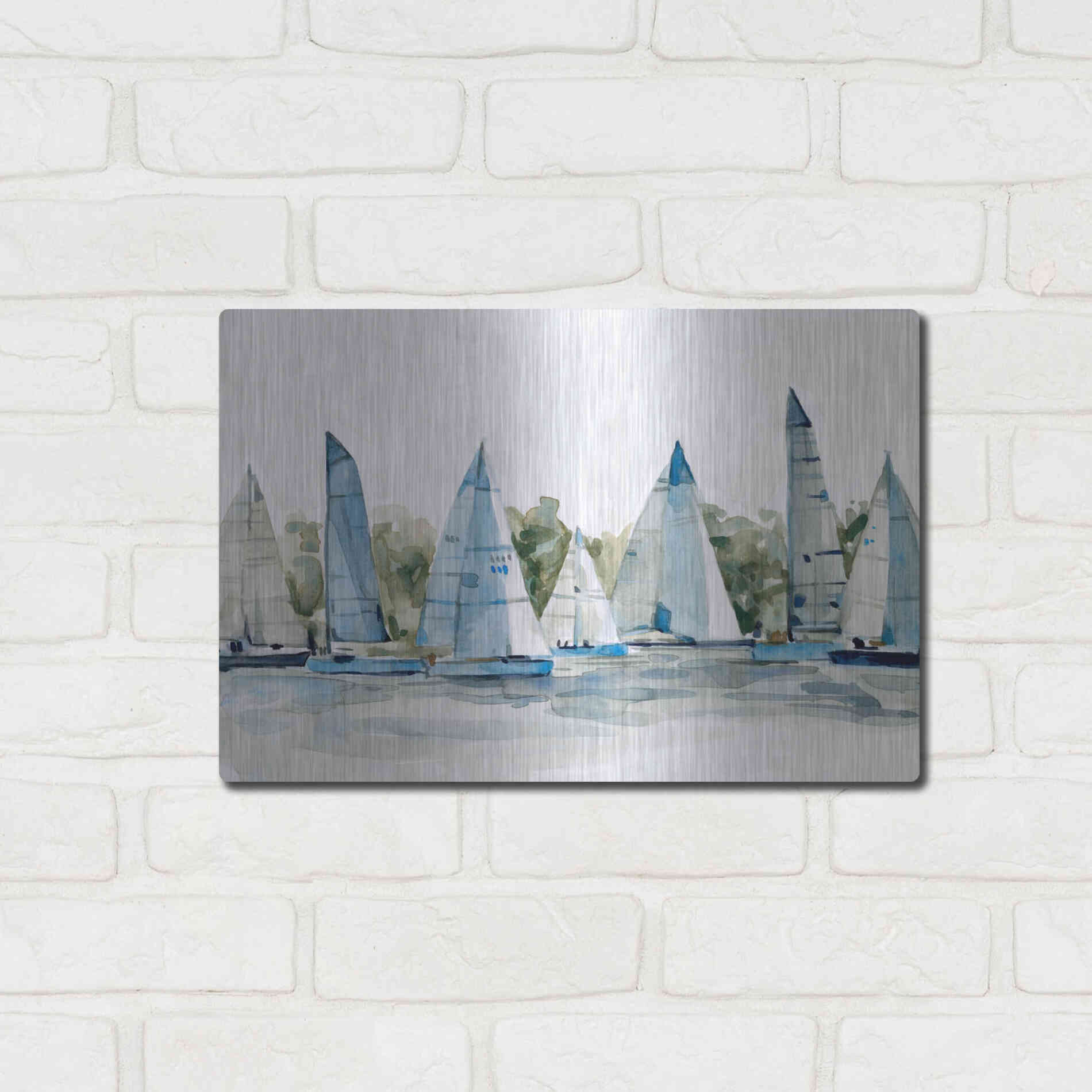 Luxe Metal Art 'Pastel Marina I' by Emma Scarvey, Metal Wall Art,16x12