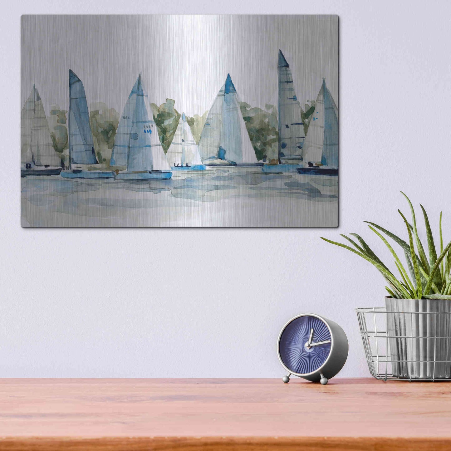 Luxe Metal Art 'Pastel Marina I' by Emma Scarvey, Metal Wall Art,16x12