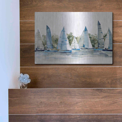 Luxe Metal Art 'Pastel Marina I' by Emma Scarvey, Metal Wall Art,16x12