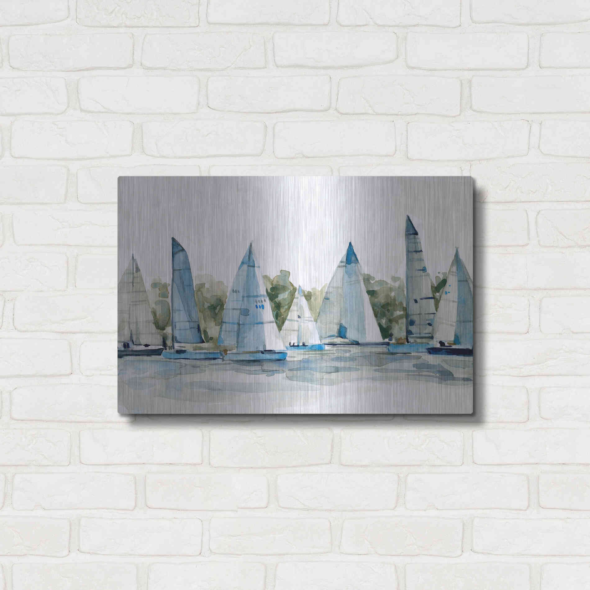 Luxe Metal Art 'Pastel Marina I' by Emma Scarvey, Metal Wall Art,24x16