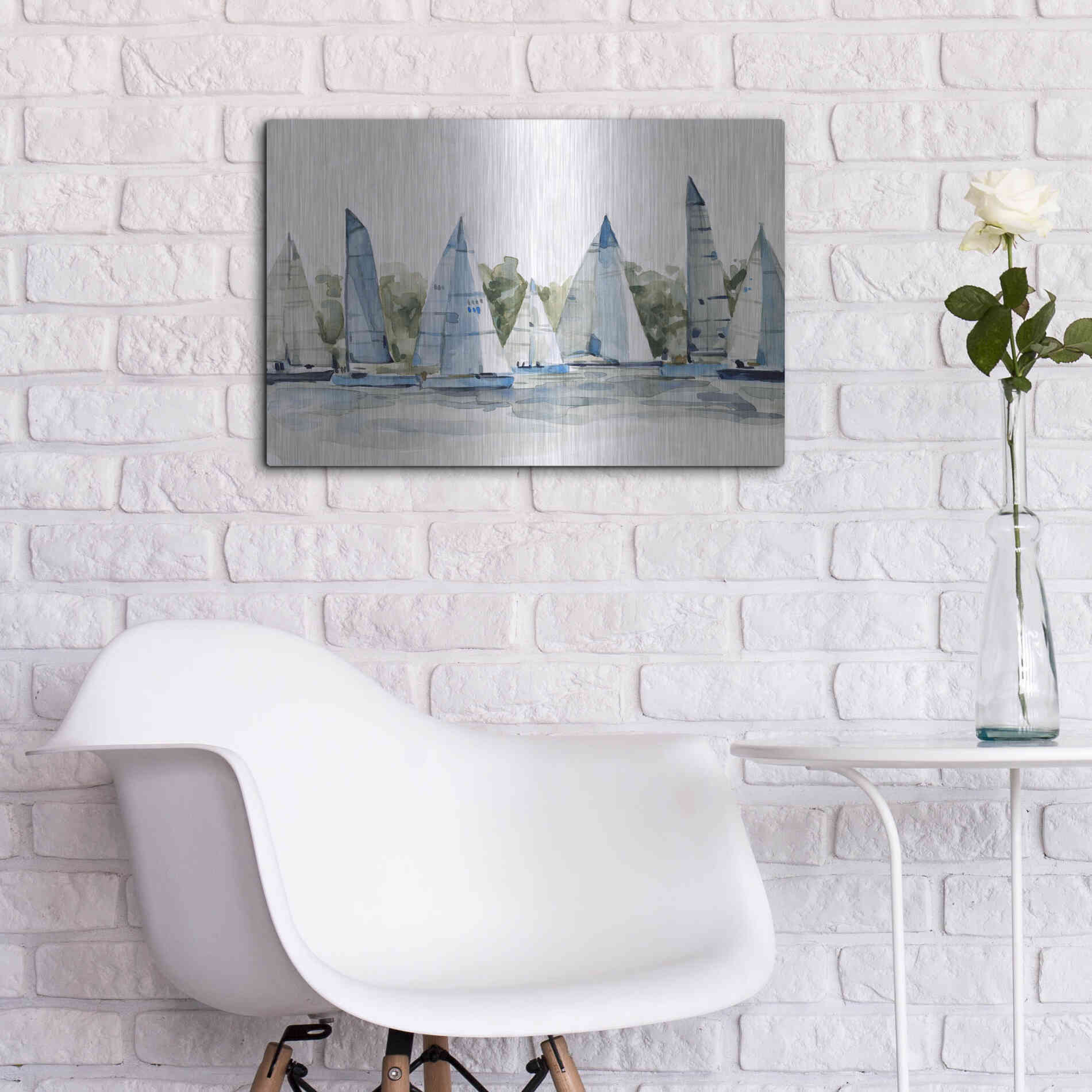 Luxe Metal Art 'Pastel Marina I' by Emma Scarvey, Metal Wall Art,24x16