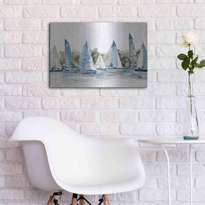 Luxe Metal Art 'Pastel Marina I' by Emma Scarvey, Metal Wall Art,24x16