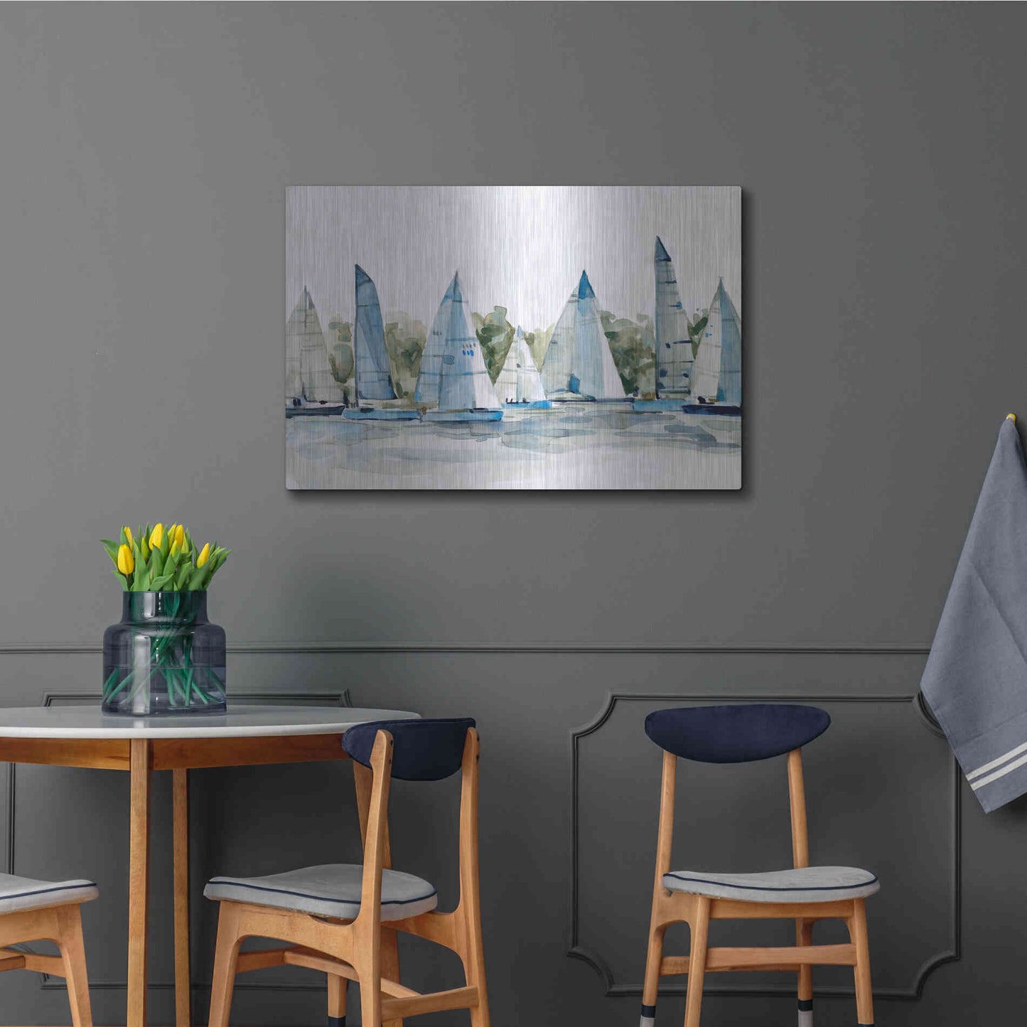 Luxe Metal Art 'Pastel Marina I' by Emma Scarvey, Metal Wall Art,36x24