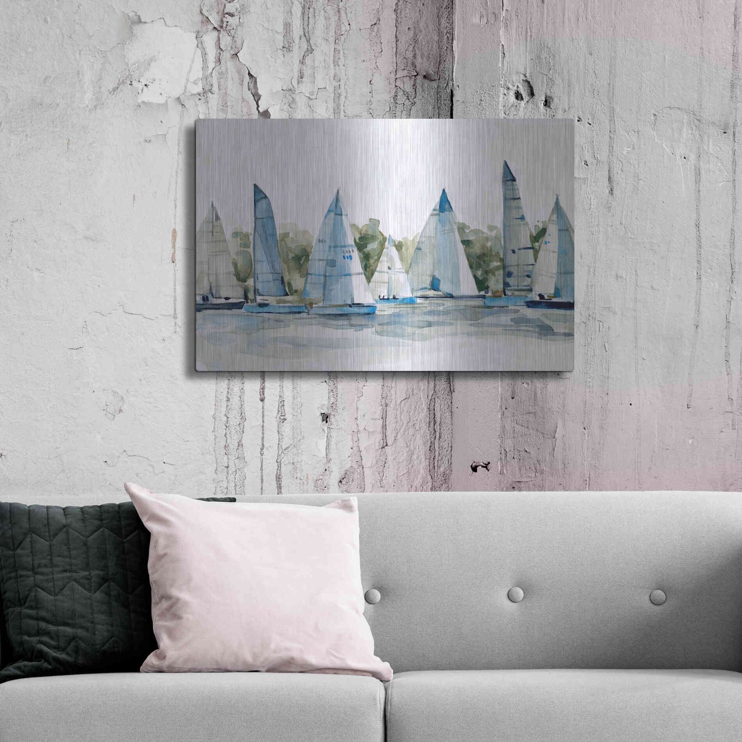 Luxe Metal Art 'Pastel Marina I' by Emma Scarvey, Metal Wall Art,36x24