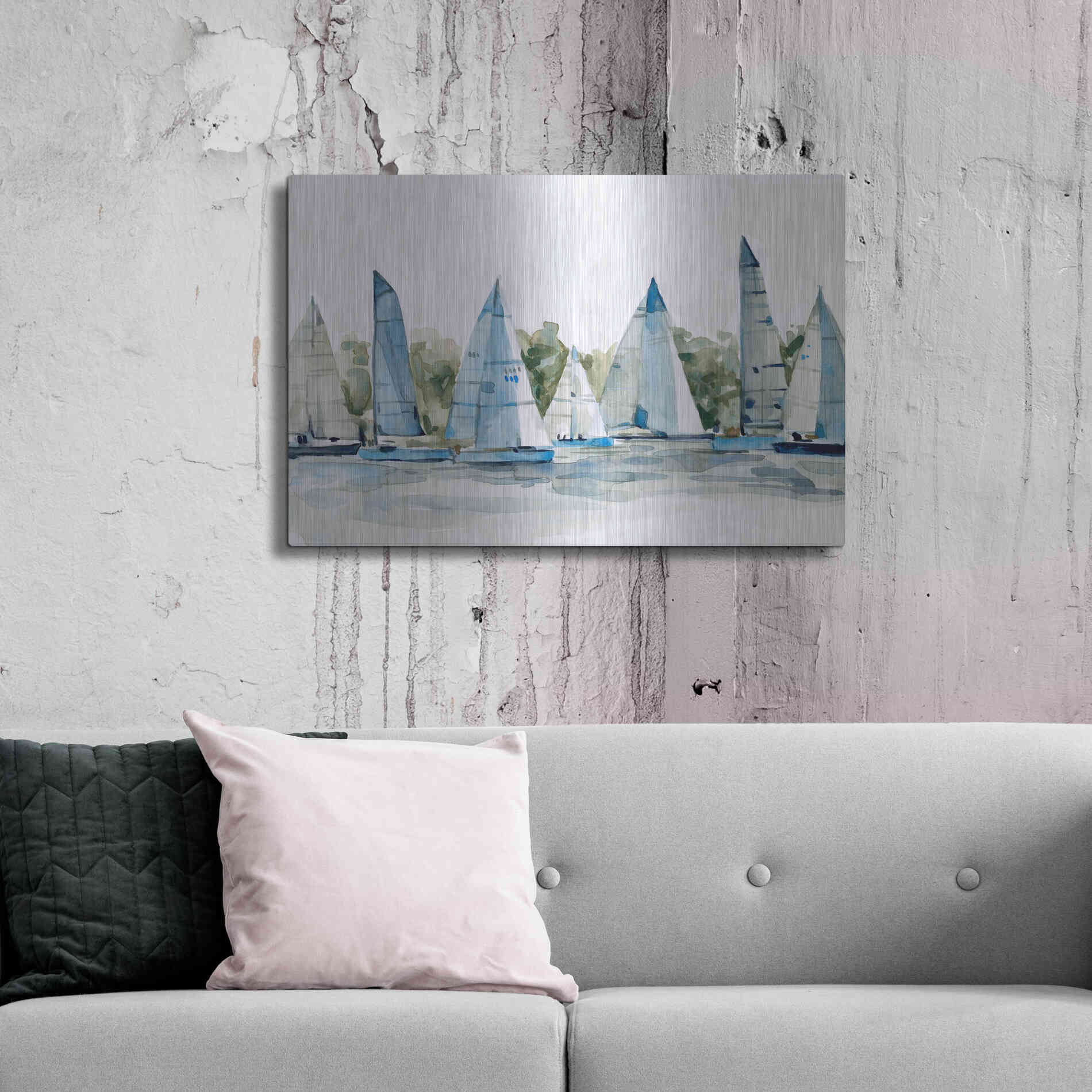 Luxe Metal Art 'Pastel Marina I' by Emma Scarvey, Metal Wall Art,36x24