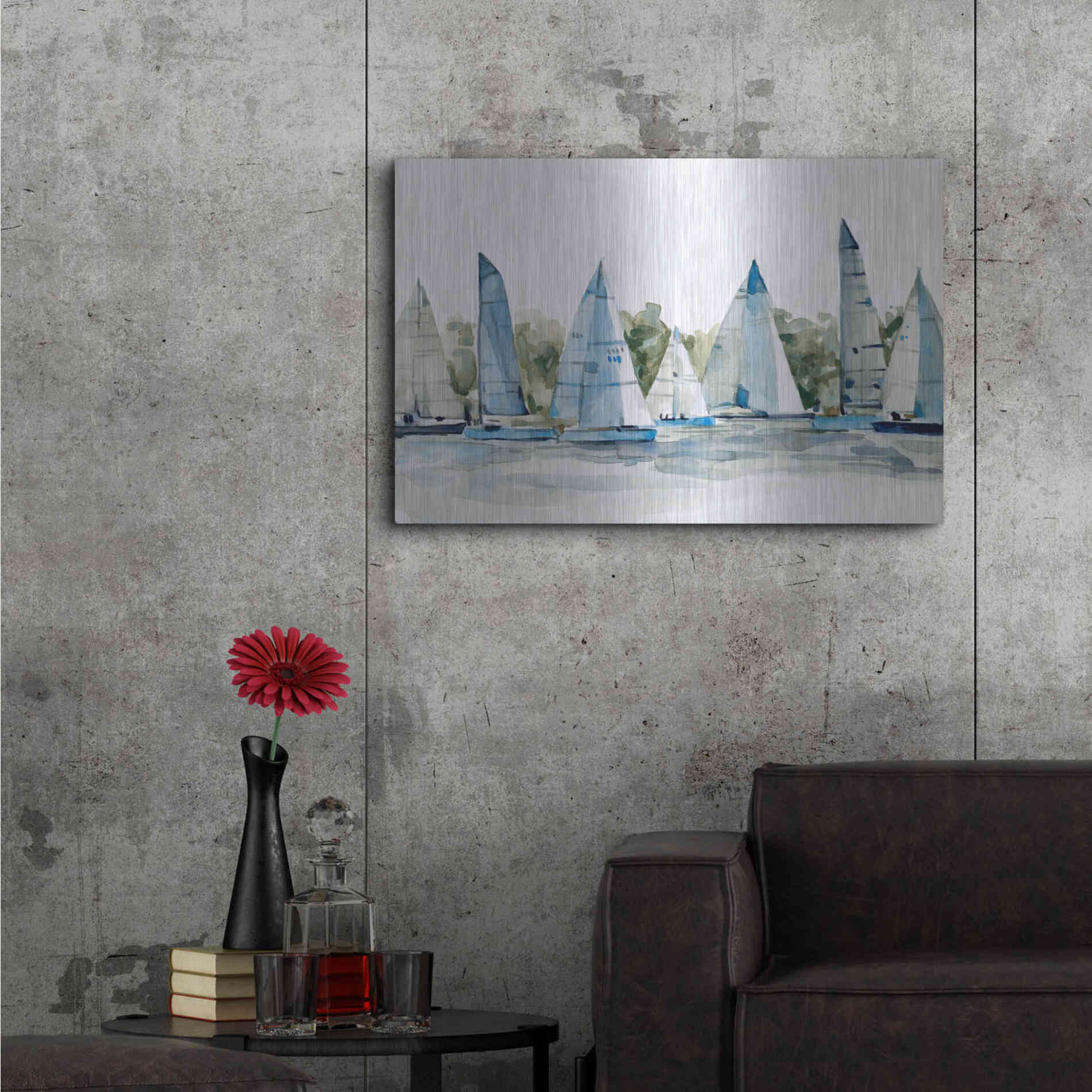 Luxe Metal Art 'Pastel Marina I' by Emma Scarvey, Metal Wall Art,36x24
