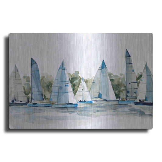 Luxe Metal Art 'Pastel Marina I' by Emma Scarvey, Metal Wall Art