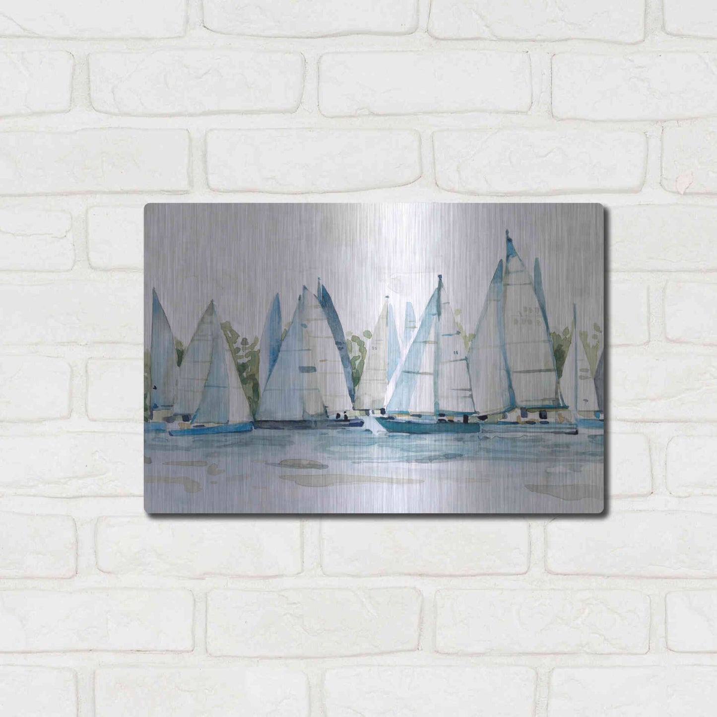 Luxe Metal Art 'Pastel Marina II' by Emma Scarvey, Metal Wall Art,16x12