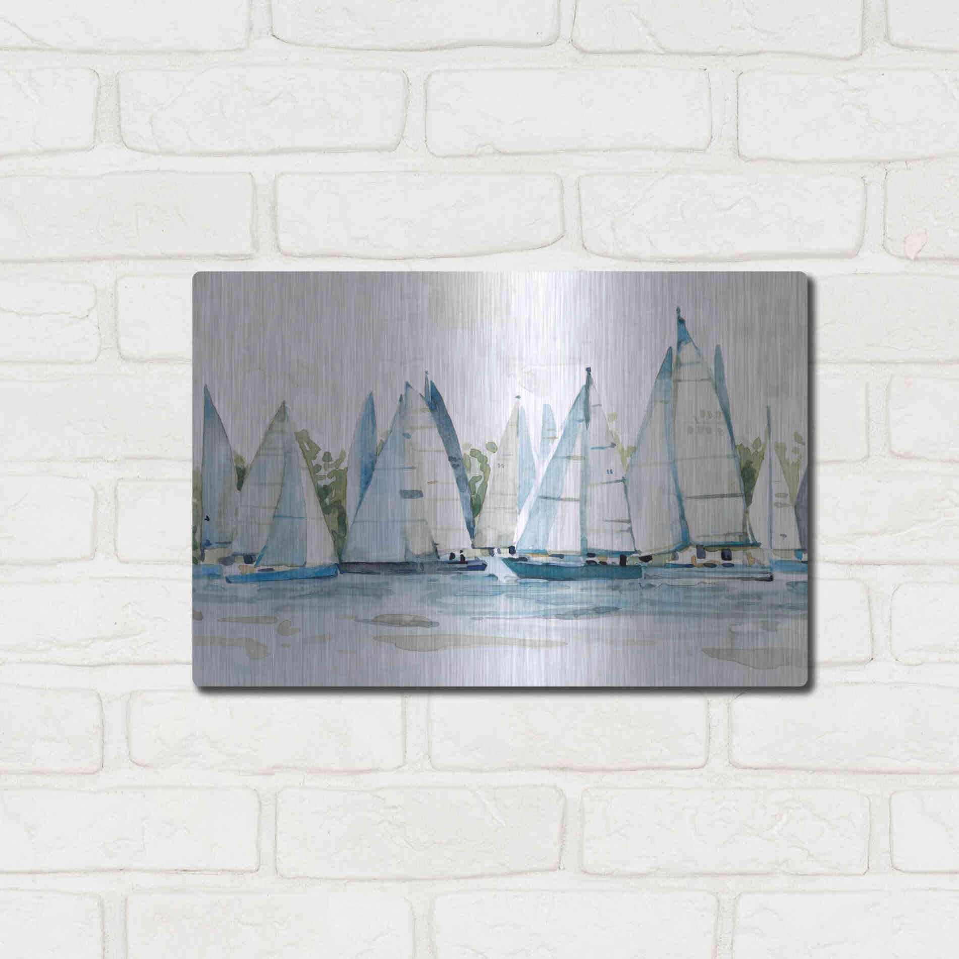 Luxe Metal Art 'Pastel Marina II' by Emma Scarvey, Metal Wall Art,16x12