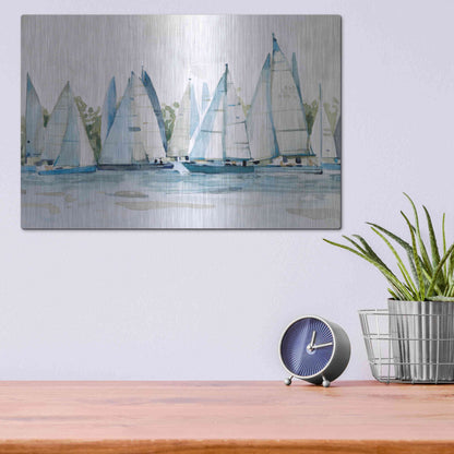 Luxe Metal Art 'Pastel Marina II' by Emma Scarvey, Metal Wall Art,16x12