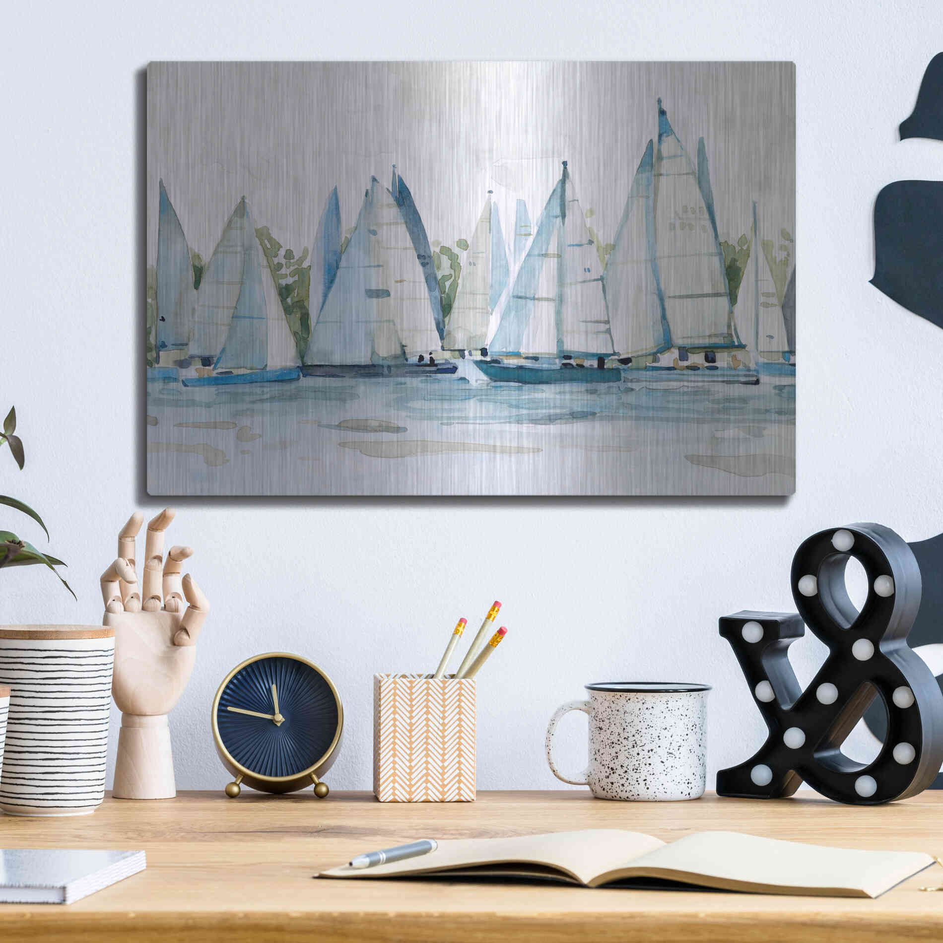 Luxe Metal Art 'Pastel Marina II' by Emma Scarvey, Metal Wall Art,16x12