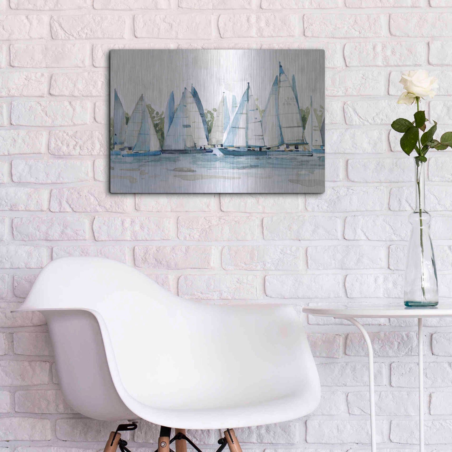 Luxe Metal Art 'Pastel Marina II' by Emma Scarvey, Metal Wall Art,24x16