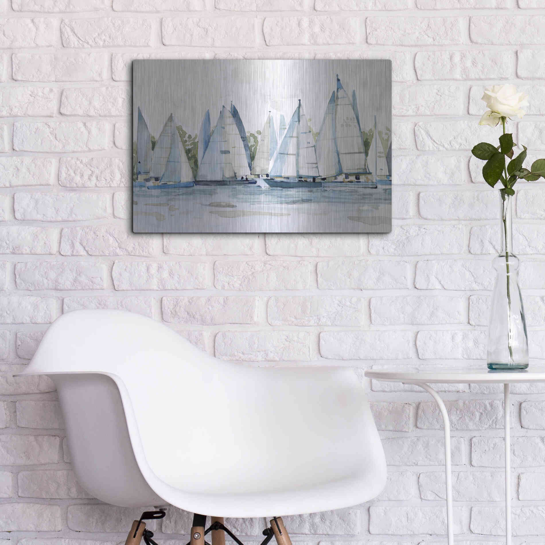 Luxe Metal Art 'Pastel Marina II' by Emma Scarvey, Metal Wall Art,24x16