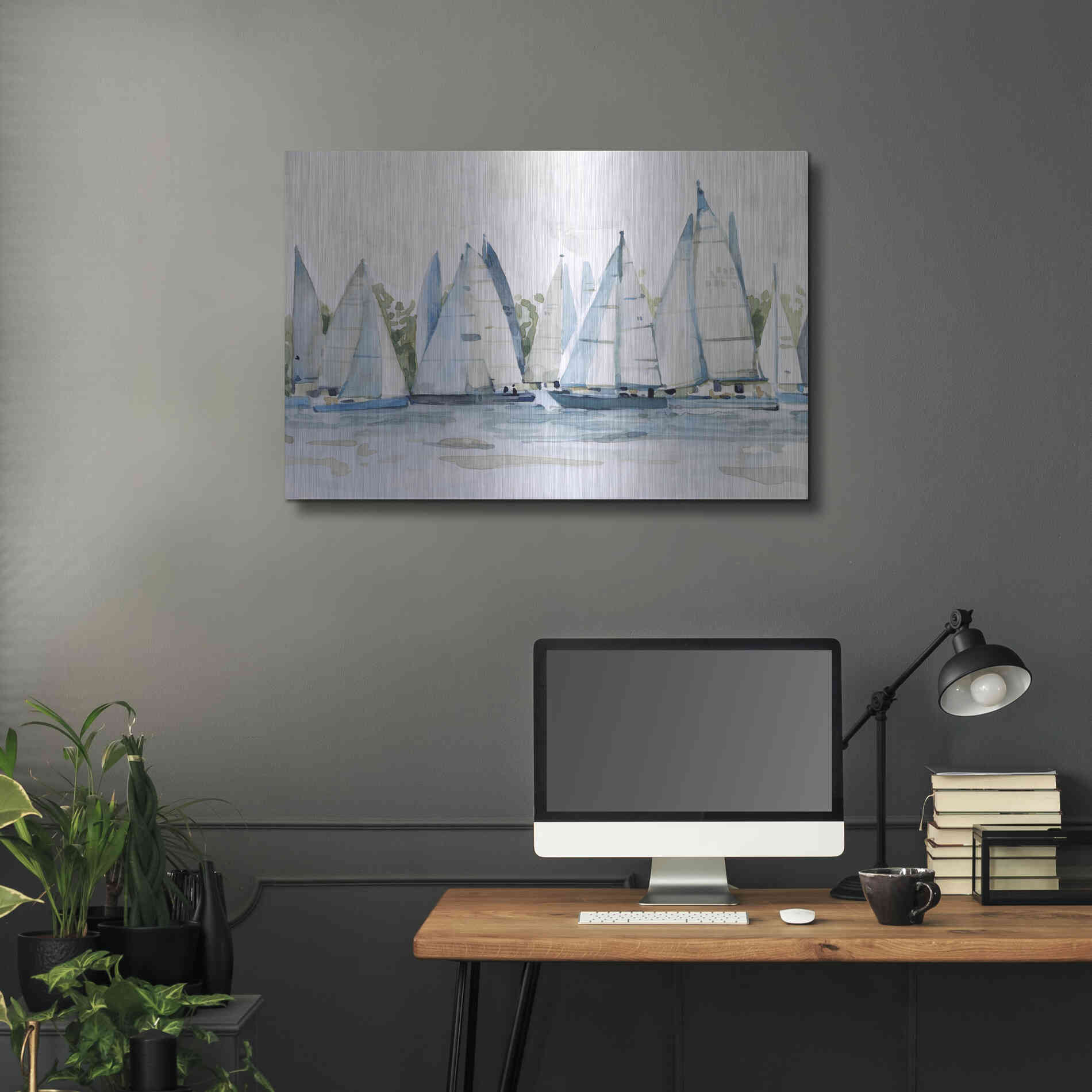 Luxe Metal Art 'Pastel Marina II' by Emma Scarvey, Metal Wall Art,36x24