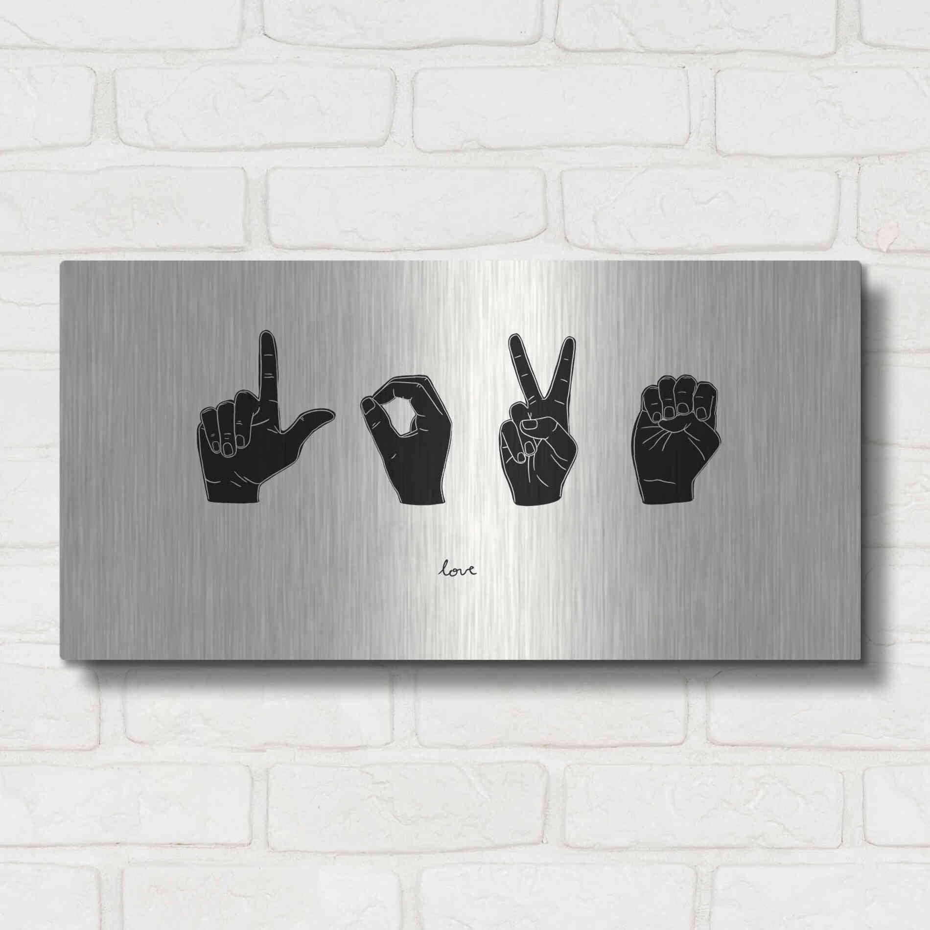 Luxe Metal Art 'Sign Language IV' by Emma Scarvey, Metal Wall Art,24x12