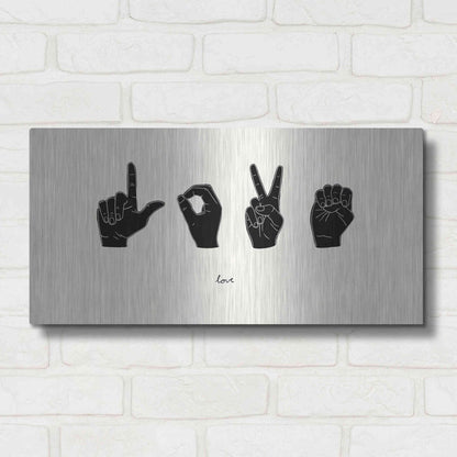 Luxe Metal Art 'Sign Language IV' by Emma Scarvey, Metal Wall Art,24x12