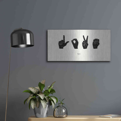 Luxe Metal Art 'Sign Language IV' by Emma Scarvey, Metal Wall Art,24x12