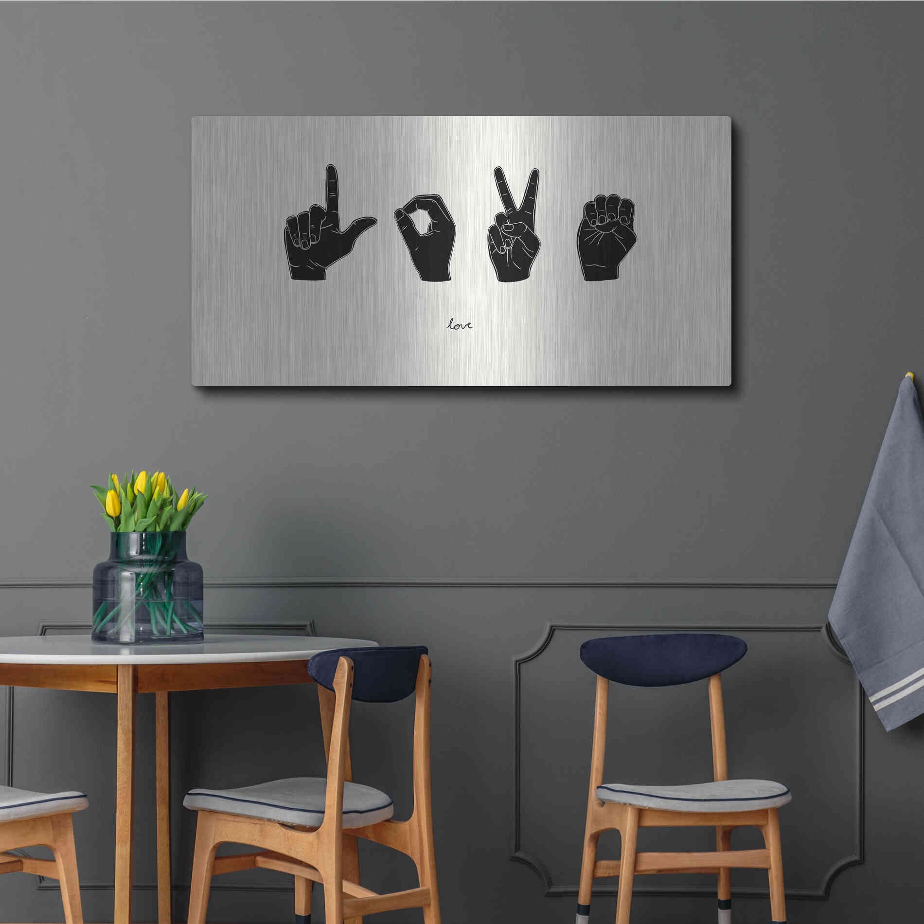 Luxe Metal Art 'Sign Language IV' by Emma Scarvey, Metal Wall Art,48x24