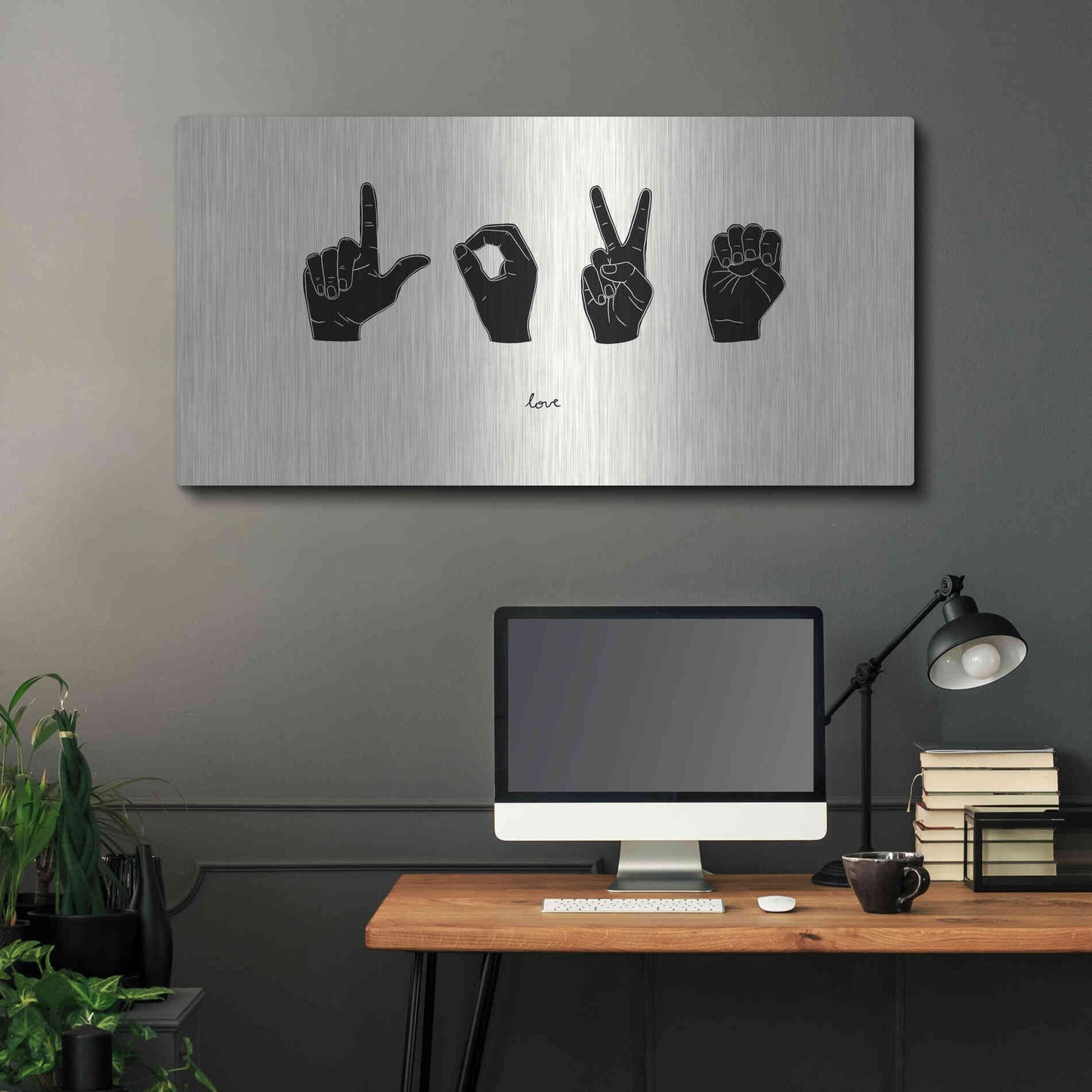 Luxe Metal Art 'Sign Language IV' by Emma Scarvey, Metal Wall Art,48x24