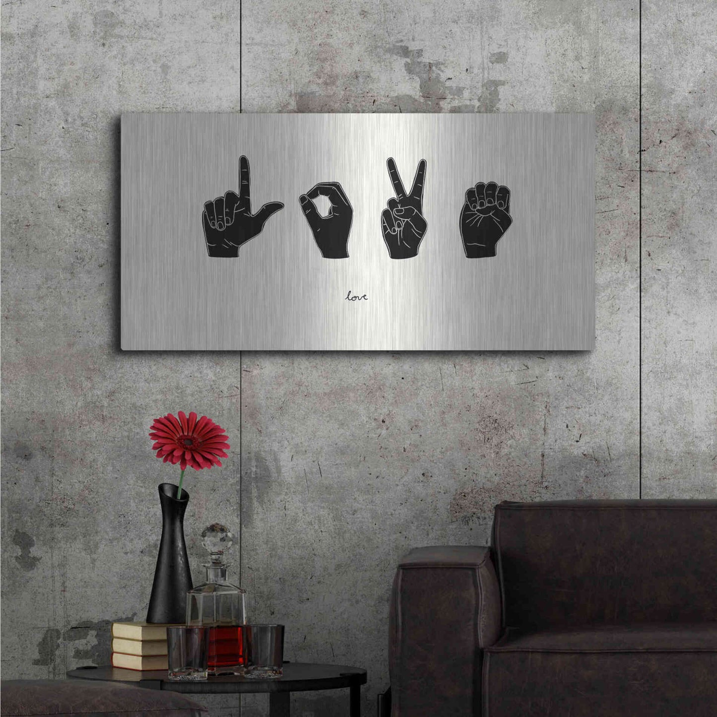 Luxe Metal Art 'Sign Language IV' by Emma Scarvey, Metal Wall Art,48x24