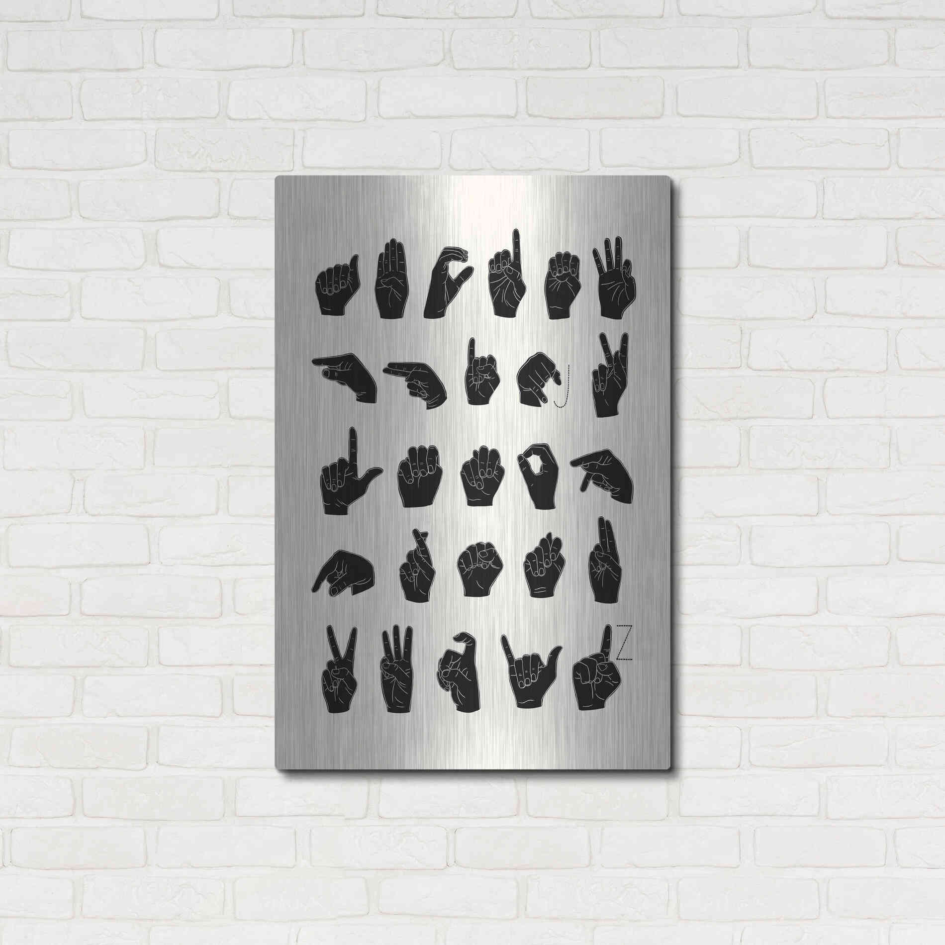 Luxe Metal Art 'Sign Language I' by Emma Scarvey, Metal Wall Art,24x36