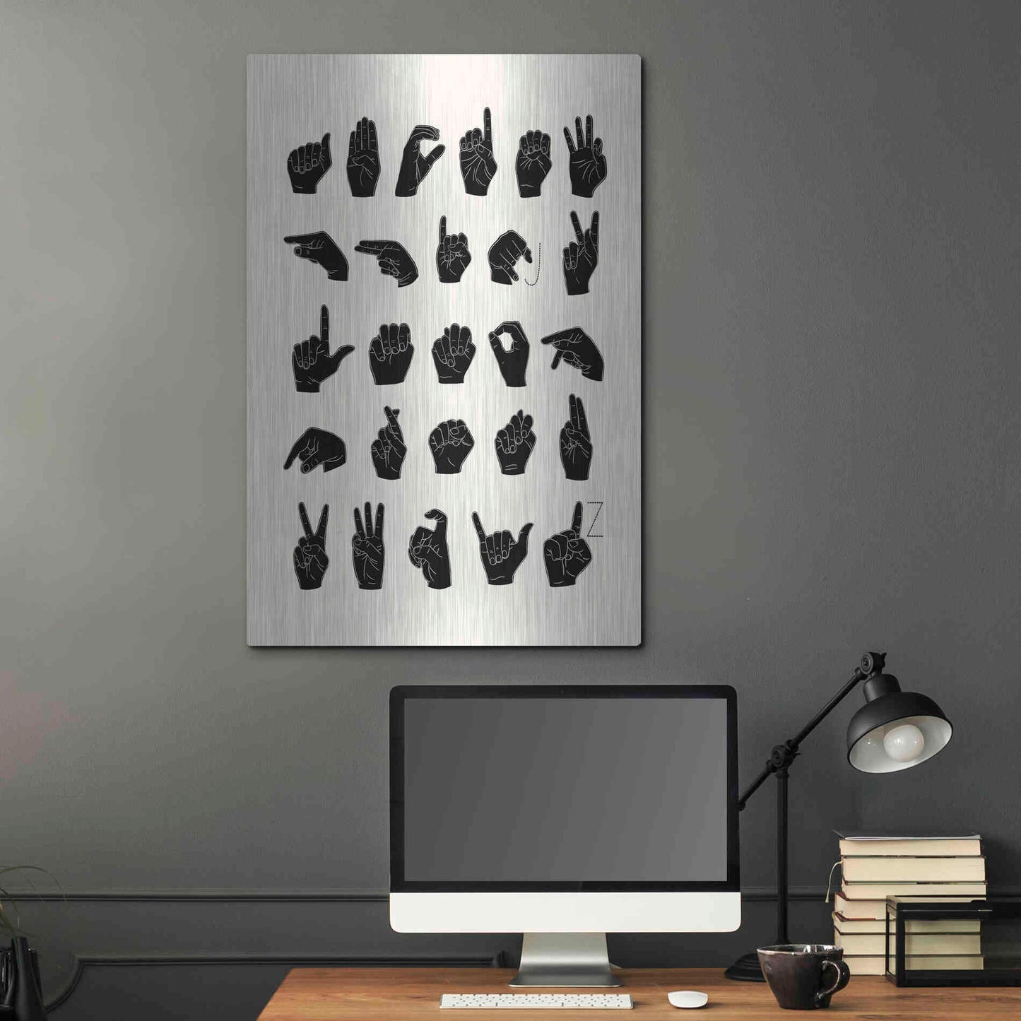 Luxe Metal Art 'Sign Language I' by Emma Scarvey, Metal Wall Art,24x36