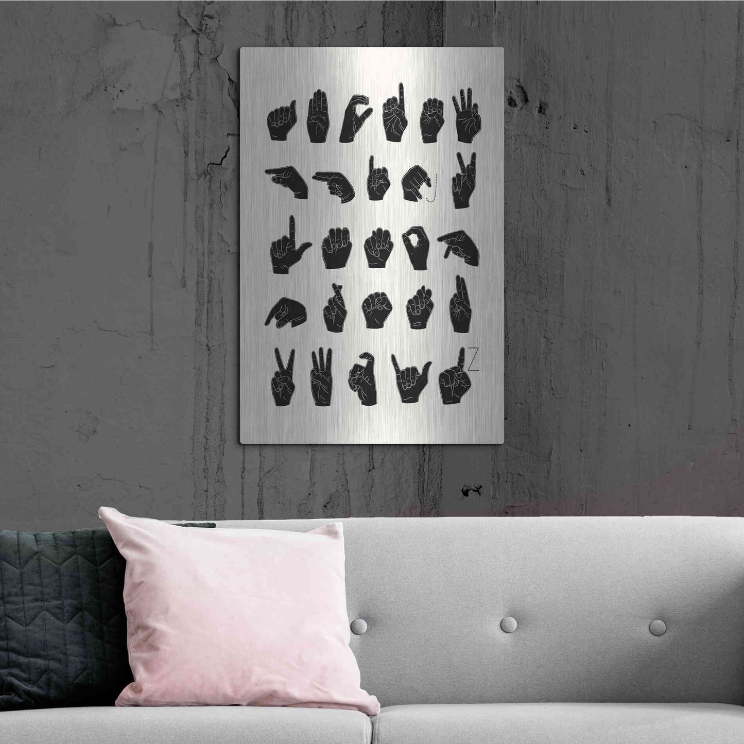 Luxe Metal Art 'Sign Language I' by Emma Scarvey, Metal Wall Art,24x36