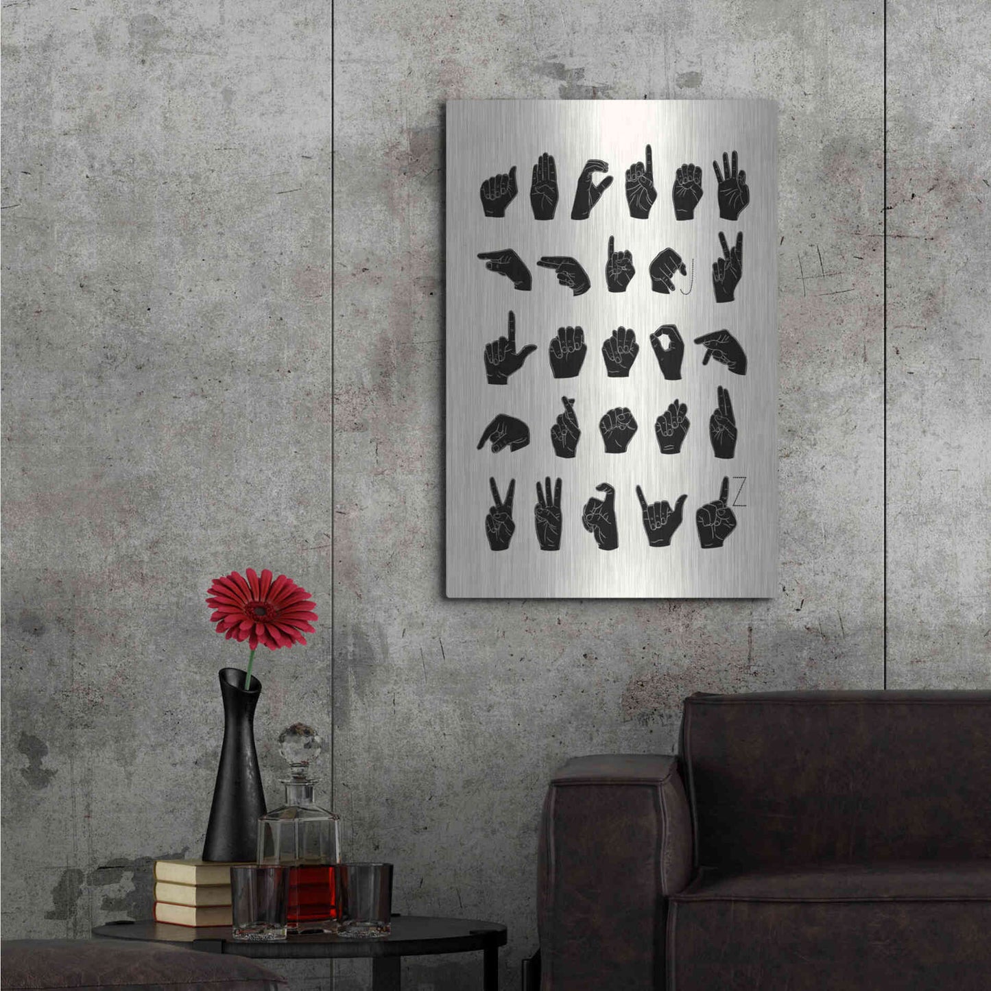 Luxe Metal Art 'Sign Language I' by Emma Scarvey, Metal Wall Art,24x36