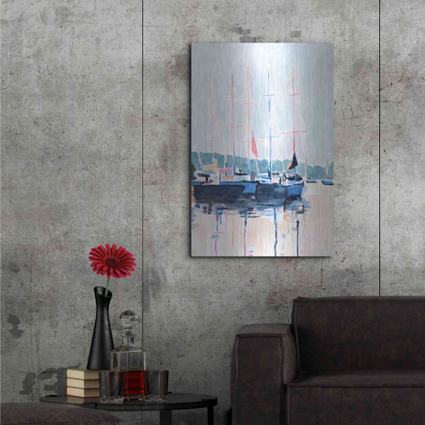 Luxe Metal Art 'Watercolor Boat Club I' by Emma Scarvey, Metal Wall Art,24x36