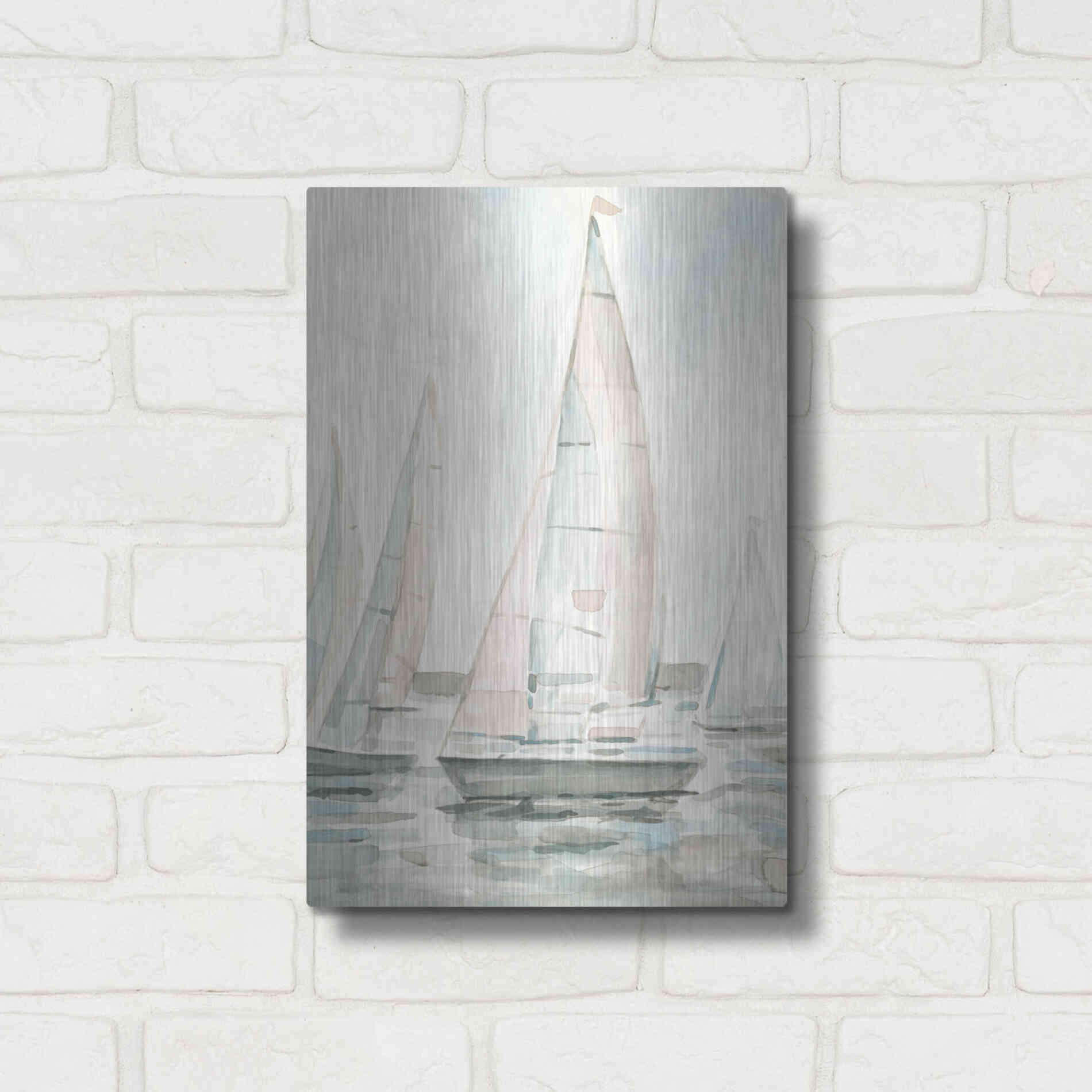 Luxe Metal Art 'Soft Sail I' by Emma Scarvey, Metal Wall Art,12x16