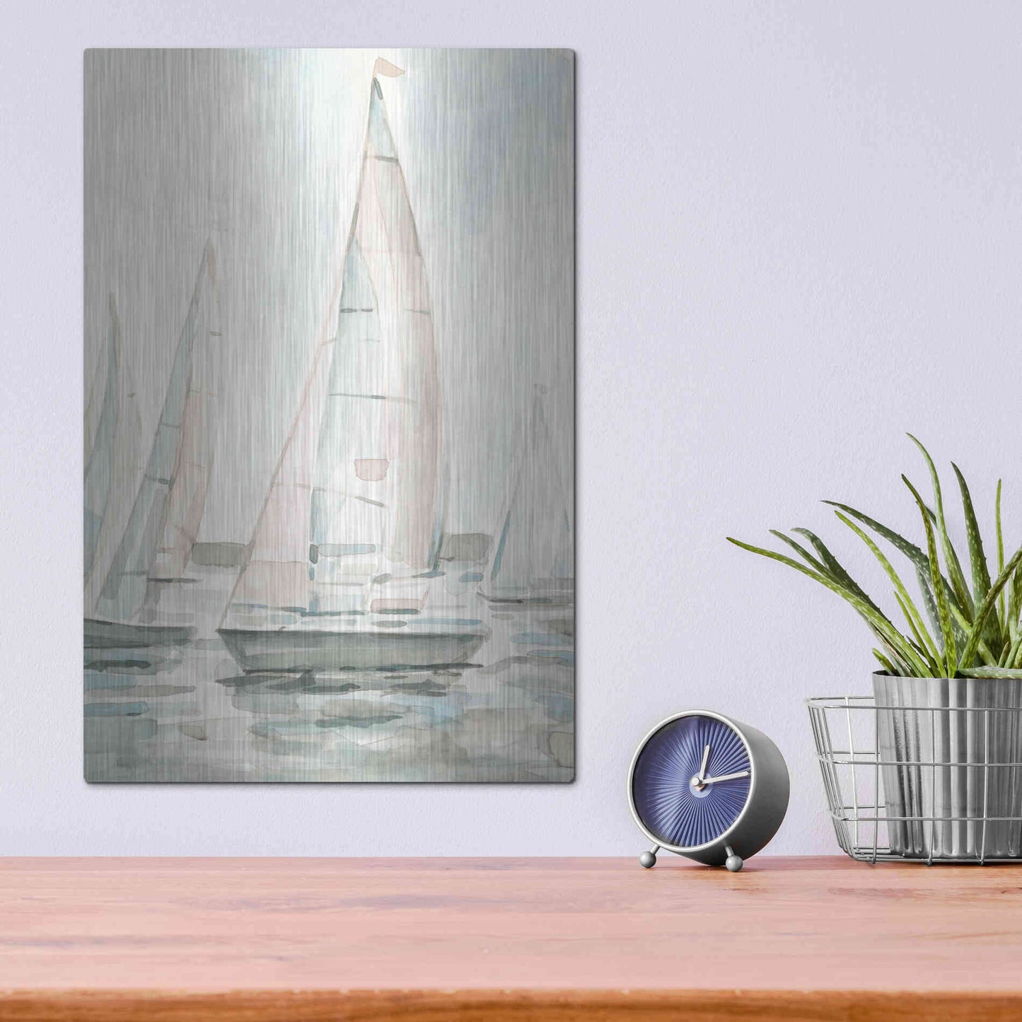 Luxe Metal Art 'Soft Sail I' by Emma Scarvey, Metal Wall Art,12x16