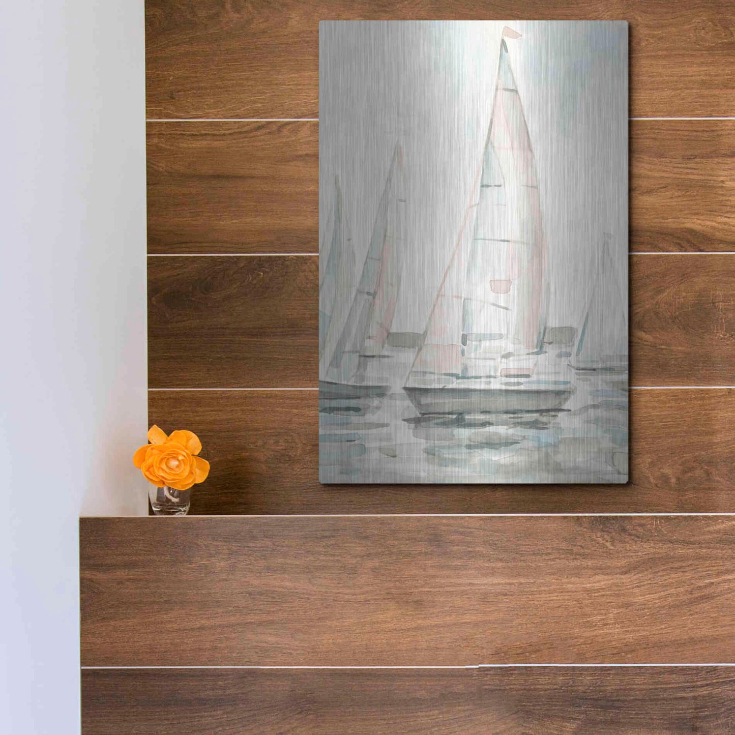 Luxe Metal Art 'Soft Sail I' by Emma Scarvey, Metal Wall Art,12x16