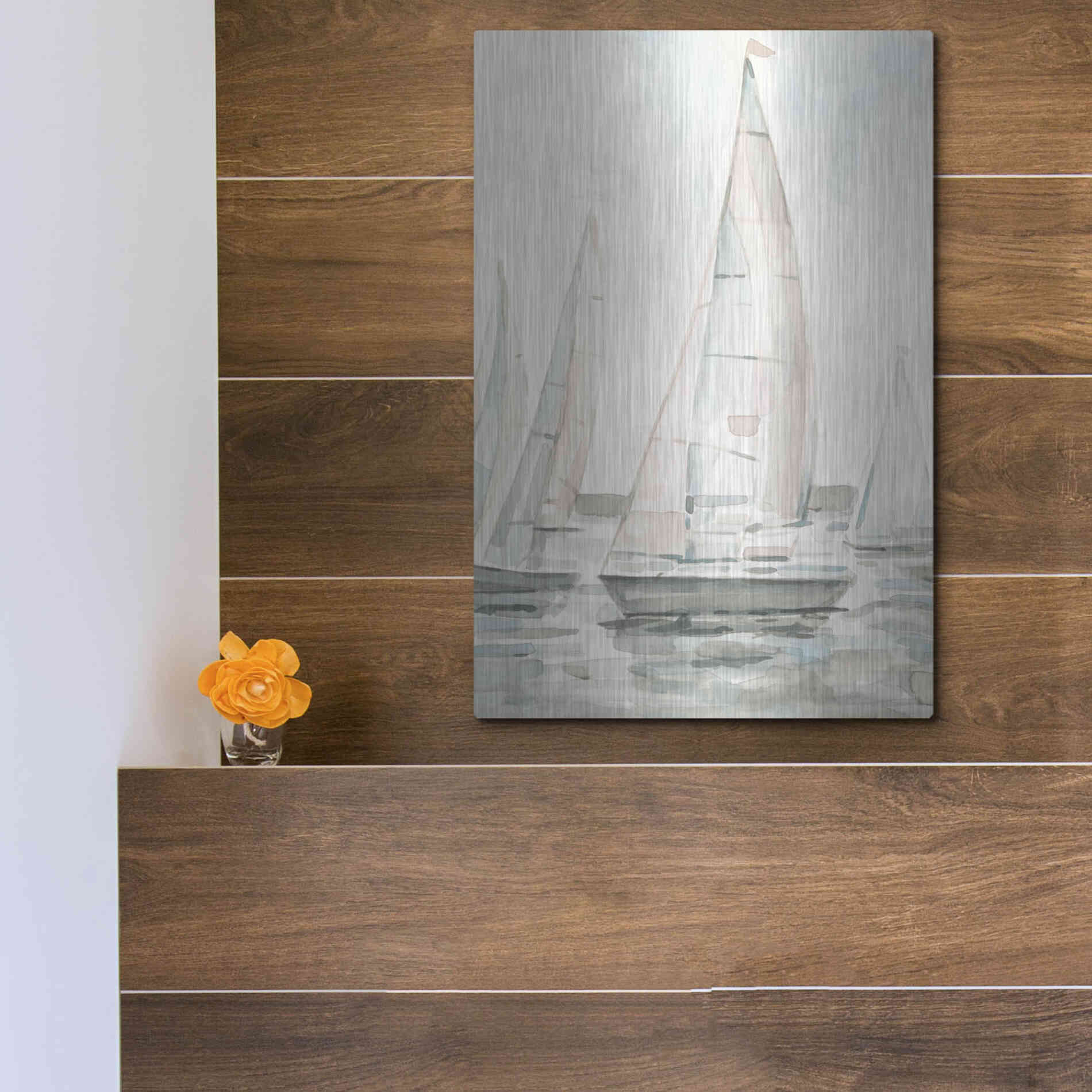 Luxe Metal Art 'Soft Sail I' by Emma Scarvey, Metal Wall Art,12x16