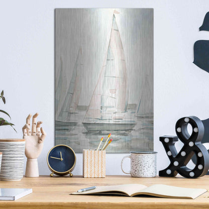 Luxe Metal Art 'Soft Sail I' by Emma Scarvey, Metal Wall Art,12x16