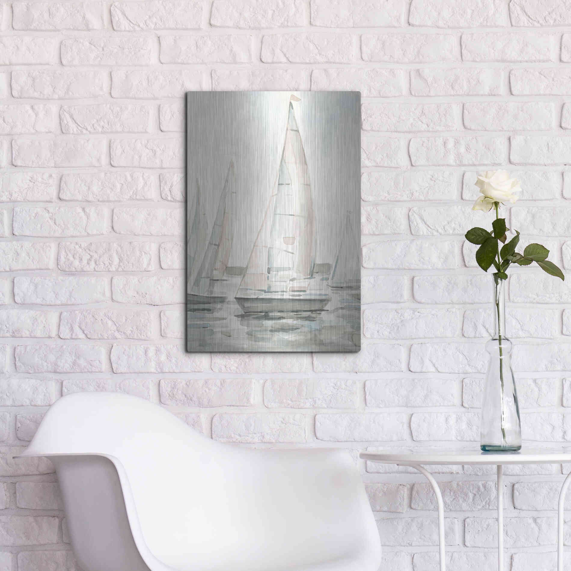 Luxe Metal Art 'Soft Sail I' by Emma Scarvey, Metal Wall Art,16x24