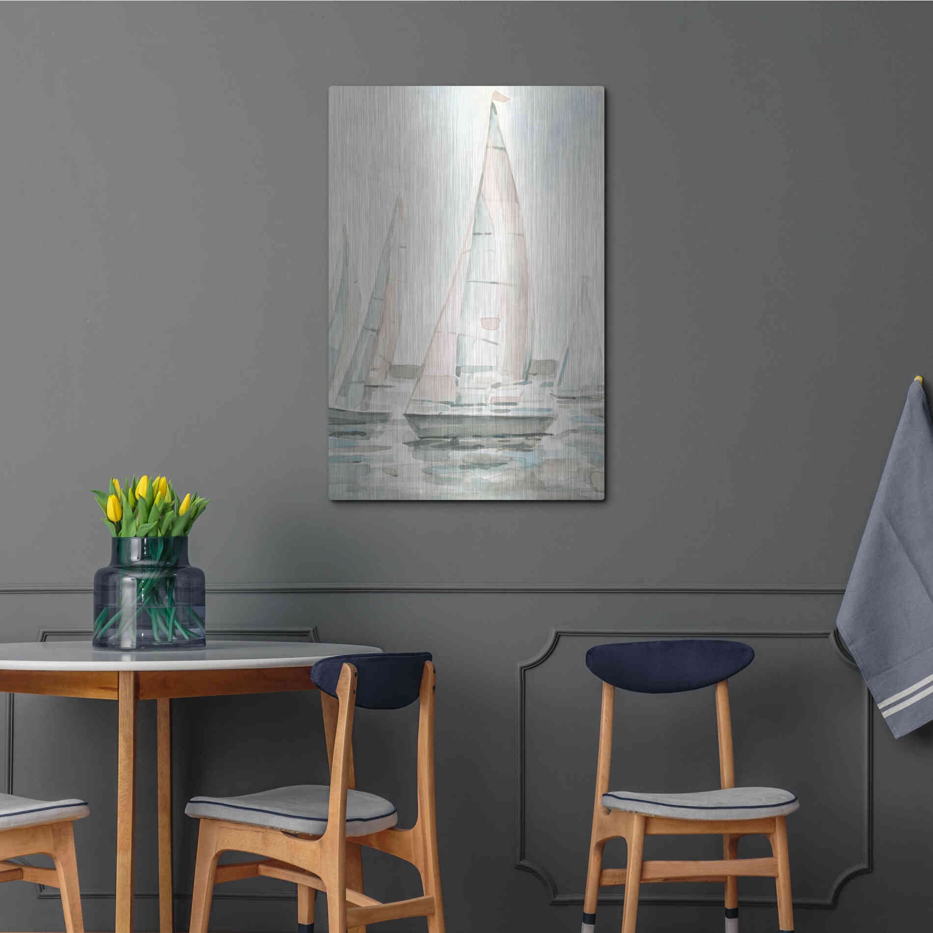 Luxe Metal Art 'Soft Sail I' by Emma Scarvey, Metal Wall Art,24x36