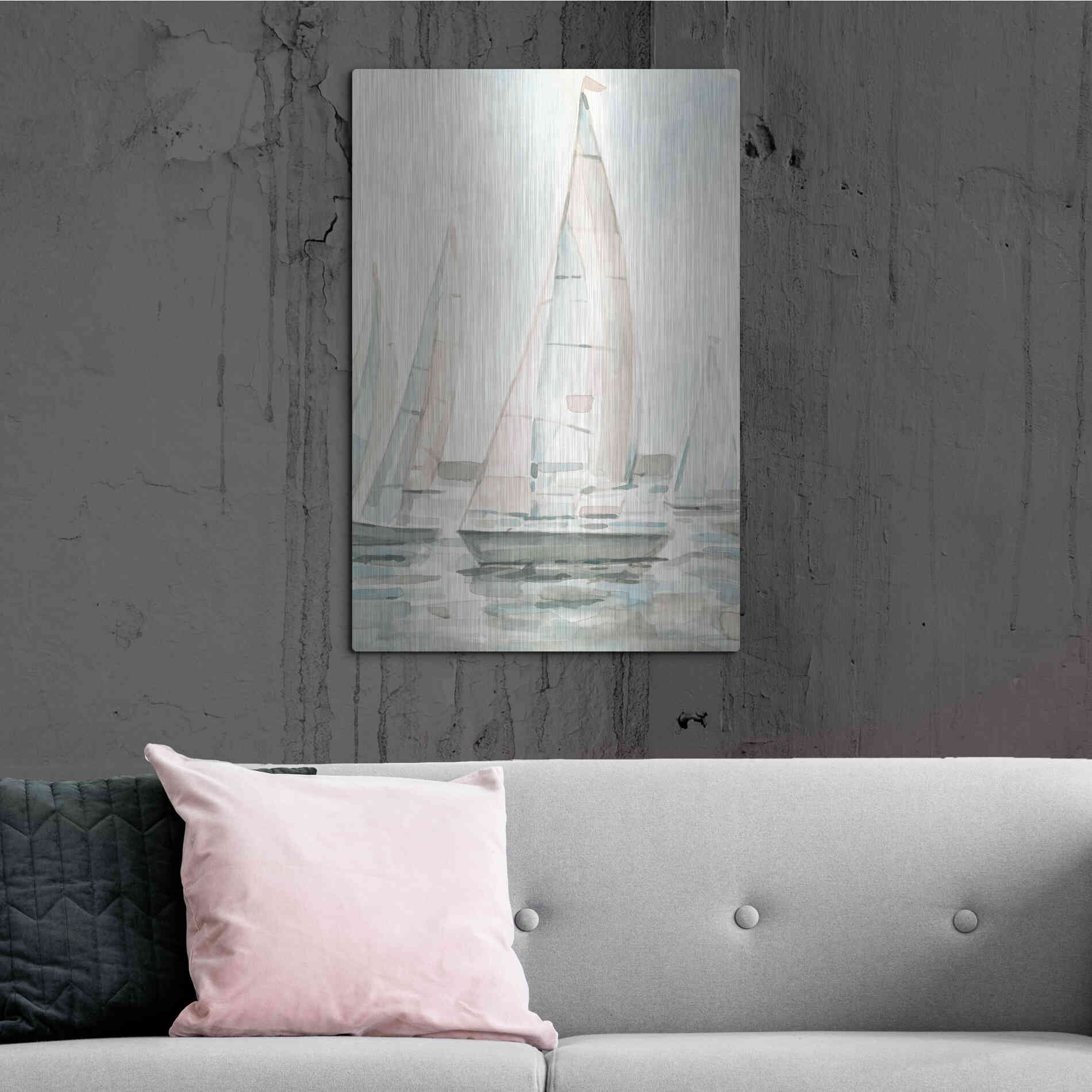 Luxe Metal Art 'Soft Sail I' by Emma Scarvey, Metal Wall Art,24x36