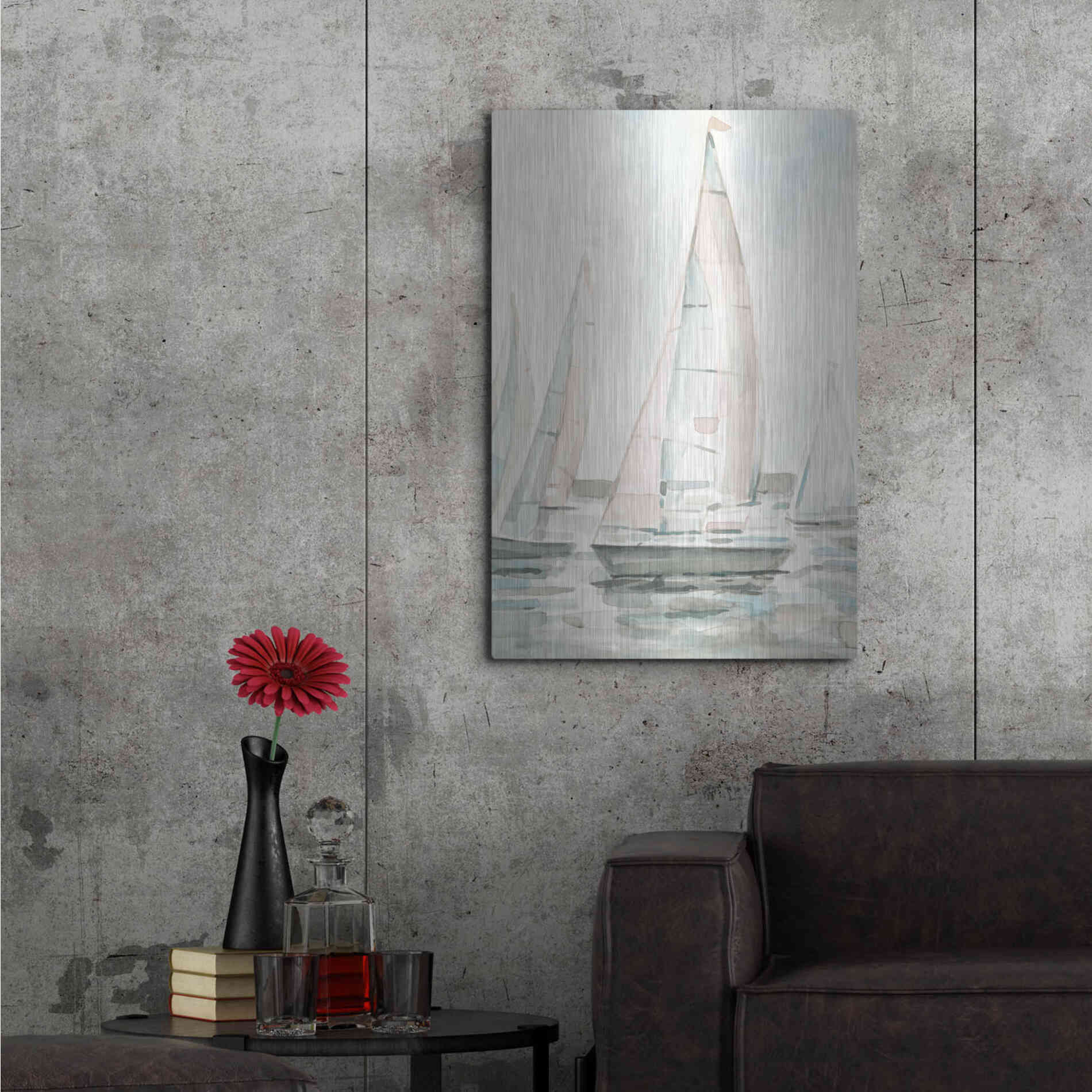 Luxe Metal Art 'Soft Sail I' by Emma Scarvey, Metal Wall Art,24x36